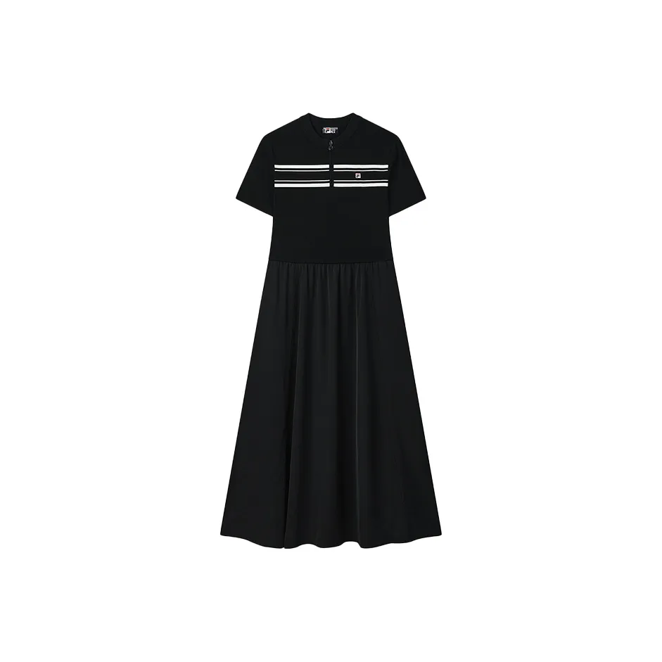 FILA Короткий рукав Платье Женское Глубокий черный