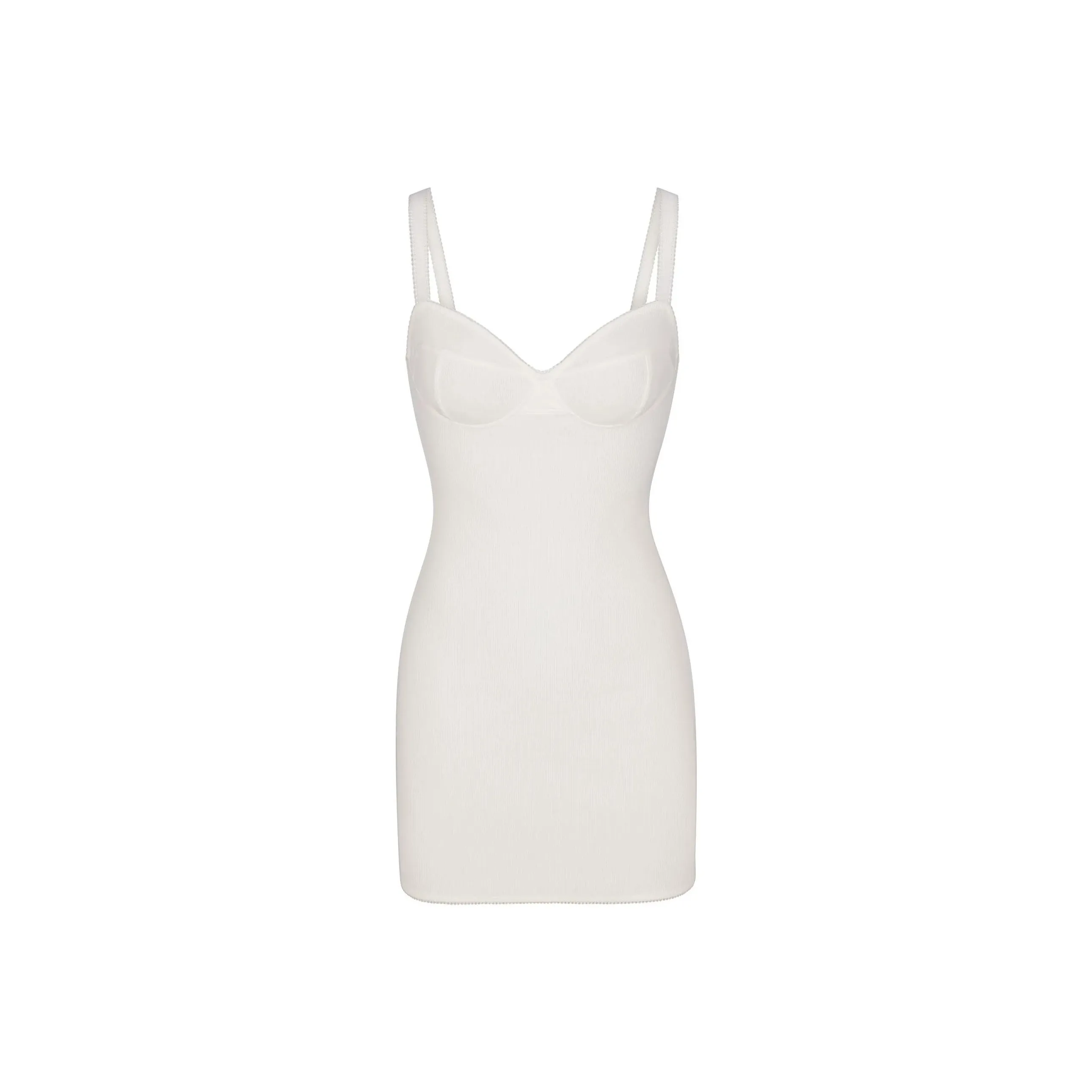 SKIMS COTTON RIB PICOT CAMI MINI DRESS Slip Dresses Women's MARBLE/Marble