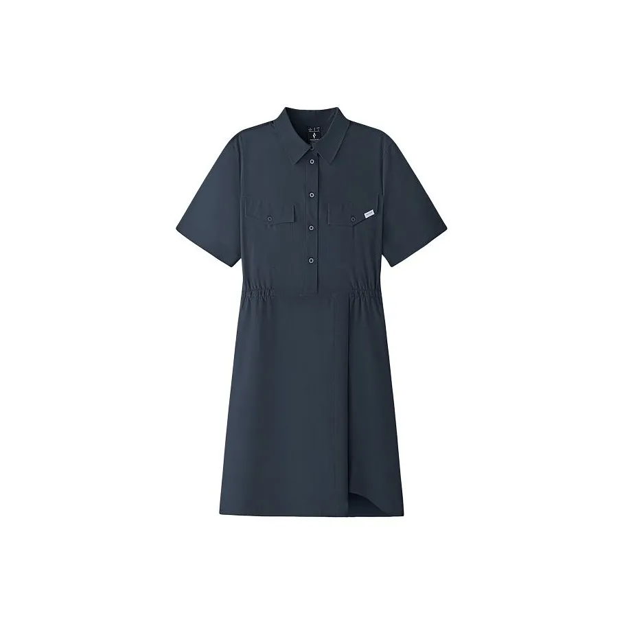 Skechers GO DRI SS25 Короткий рукав Платье Женские CAPTAIN Синий 01KA