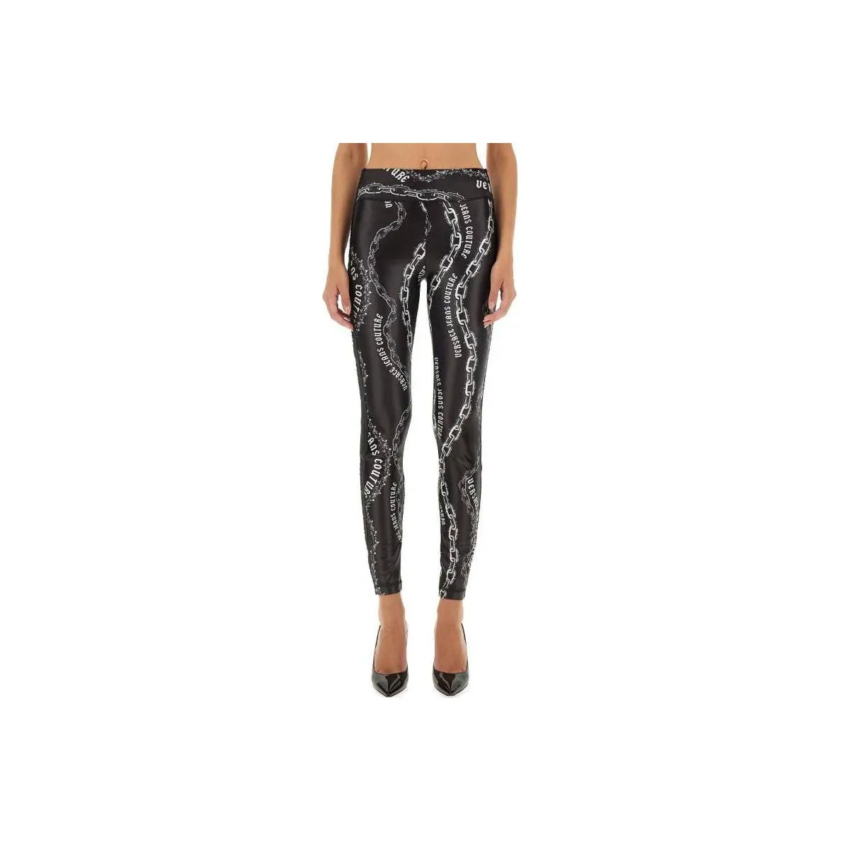 Missguided Brassière di jeans con nodo rosa in coordinato Chain Print Pants