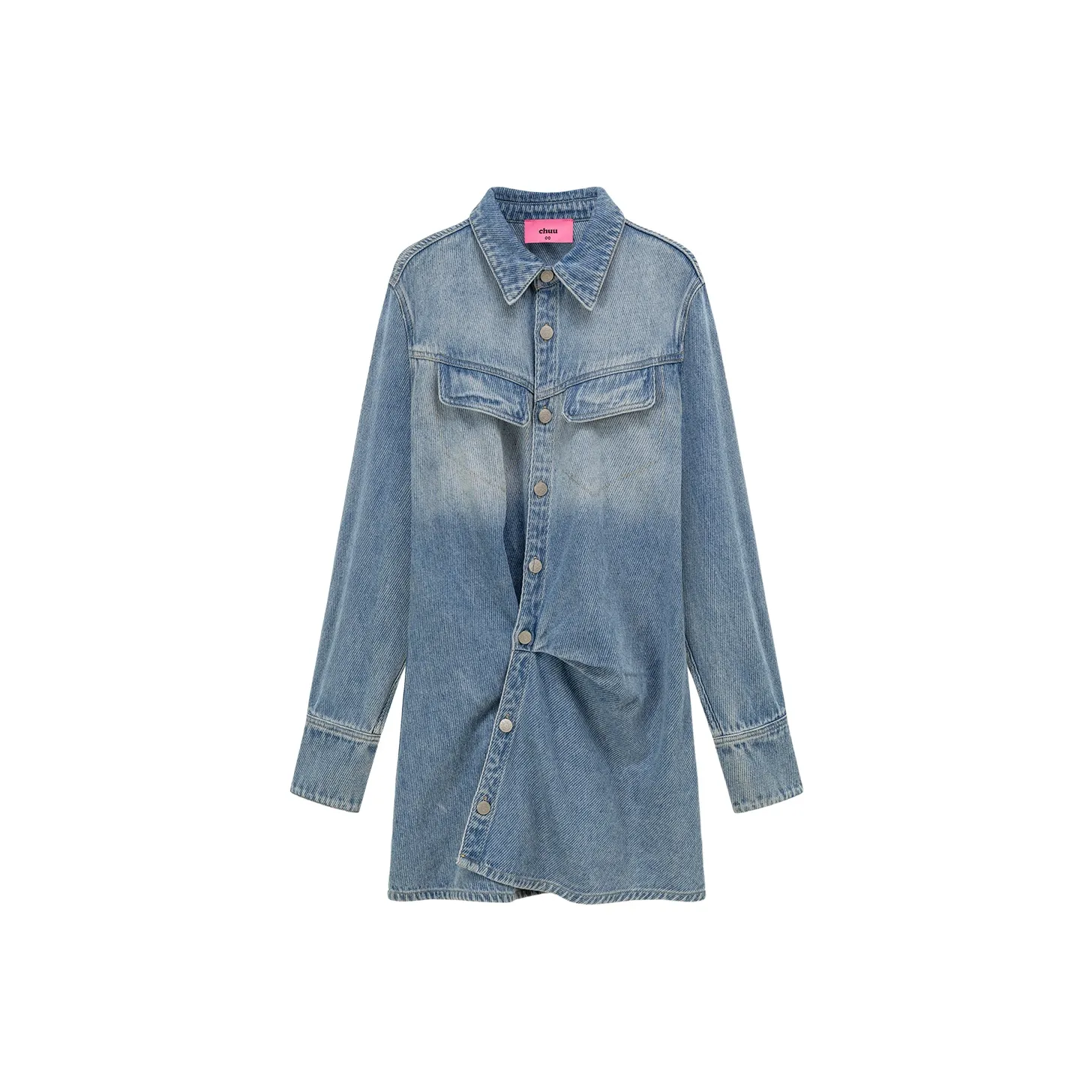 CHUU Джинсовый синий Женские Длинные Платья с рукавами