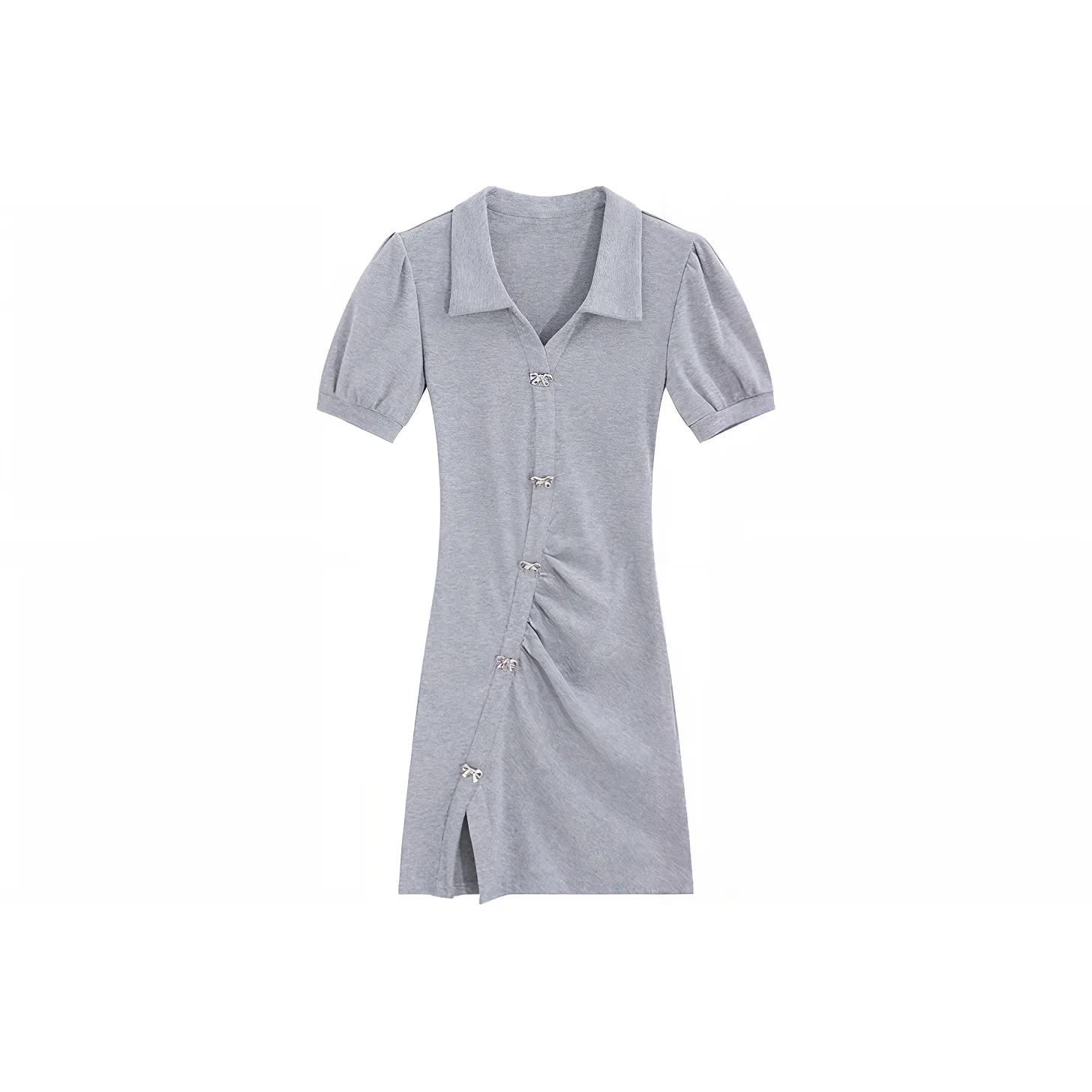 Garbege Серый Женские Короткие Платья с Рукавами