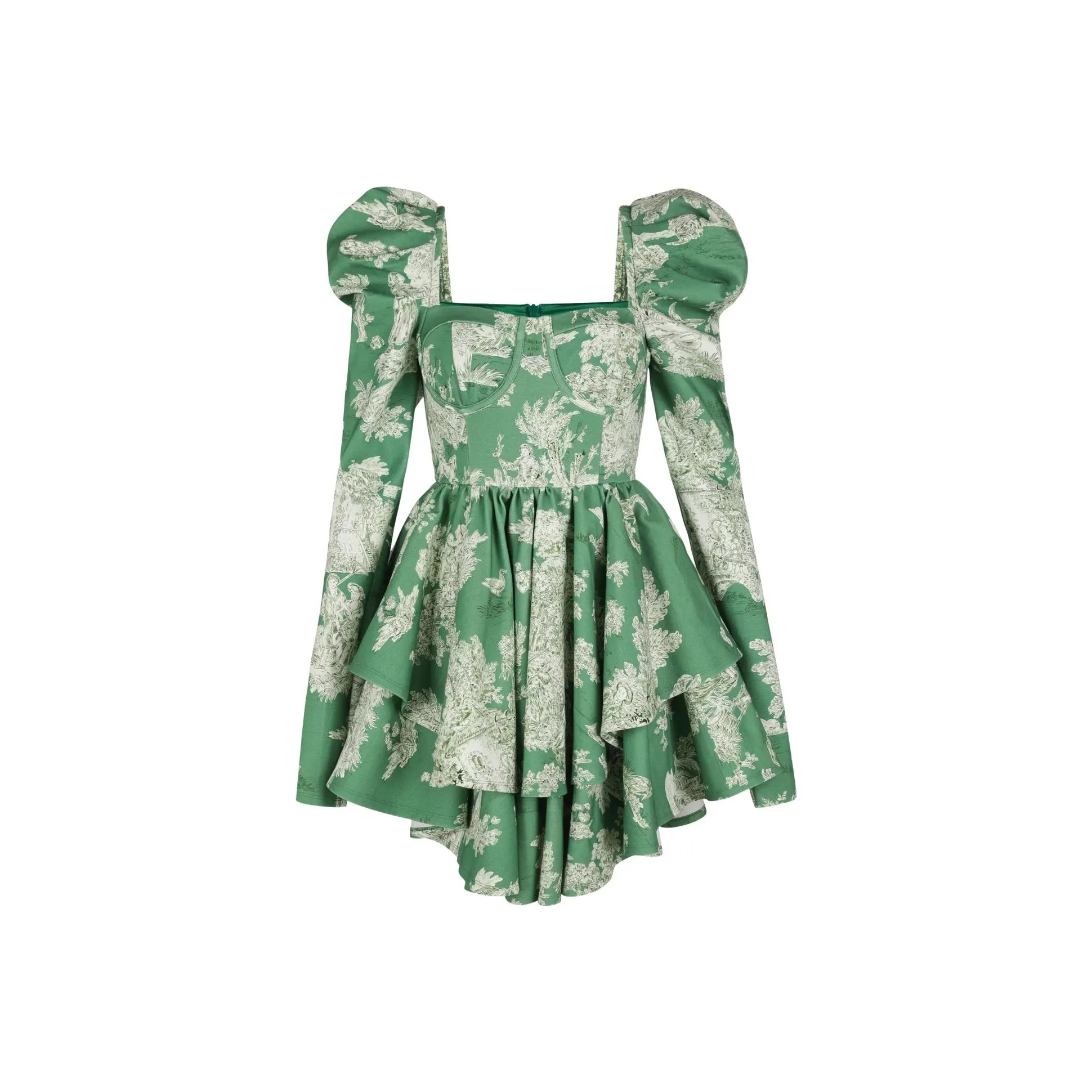 Selkie Collection FW24 Long Sleeved Dresses Women's CEDAR TOILE Green Pastoral Life Print