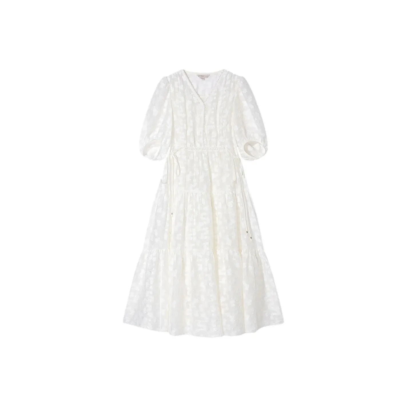 Goodland Короткий рукав Платье Женское Кремовый Белый