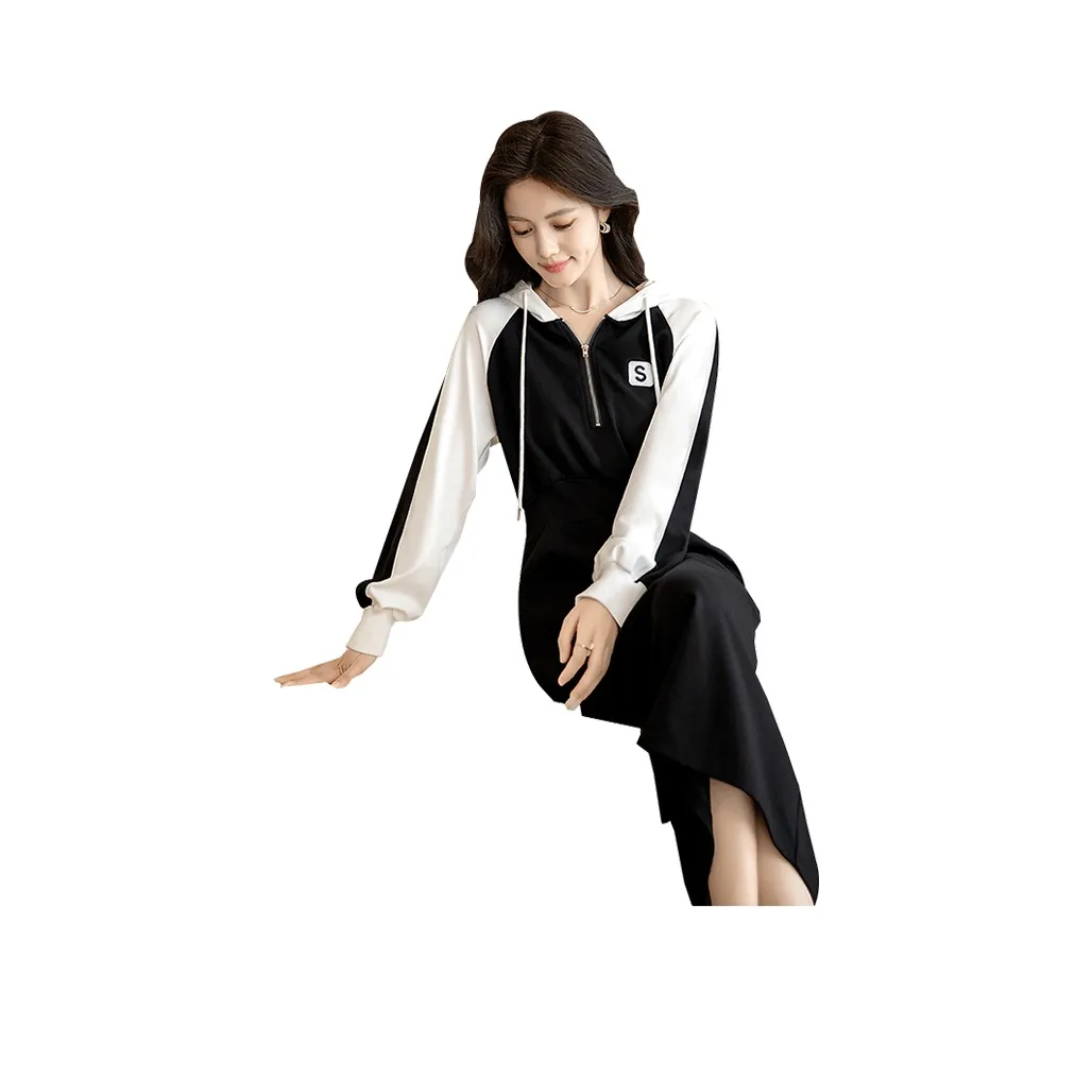 Cypress House Long Sleeved Dress Women's White Top And Black Bottom