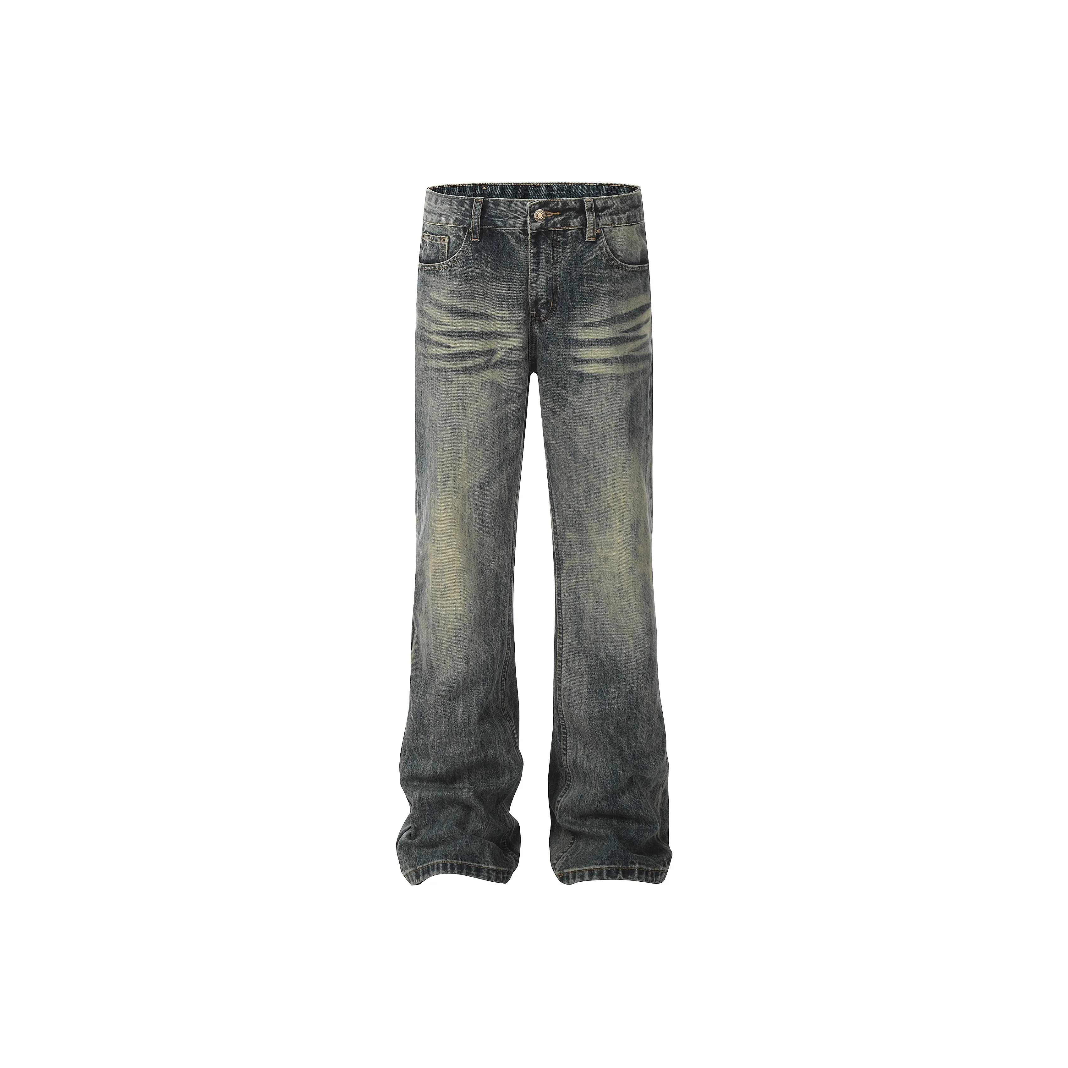 YIXIAOMO Slim Fit Straight Leg Jeans With Slightly Flared Hems For A Slimming Effect, Clean Fit Long Pants Unisex