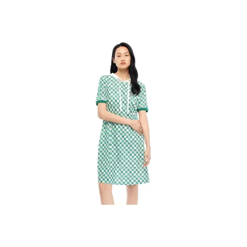 XII BASKET Green Женские Короткие Платья с Рукавами