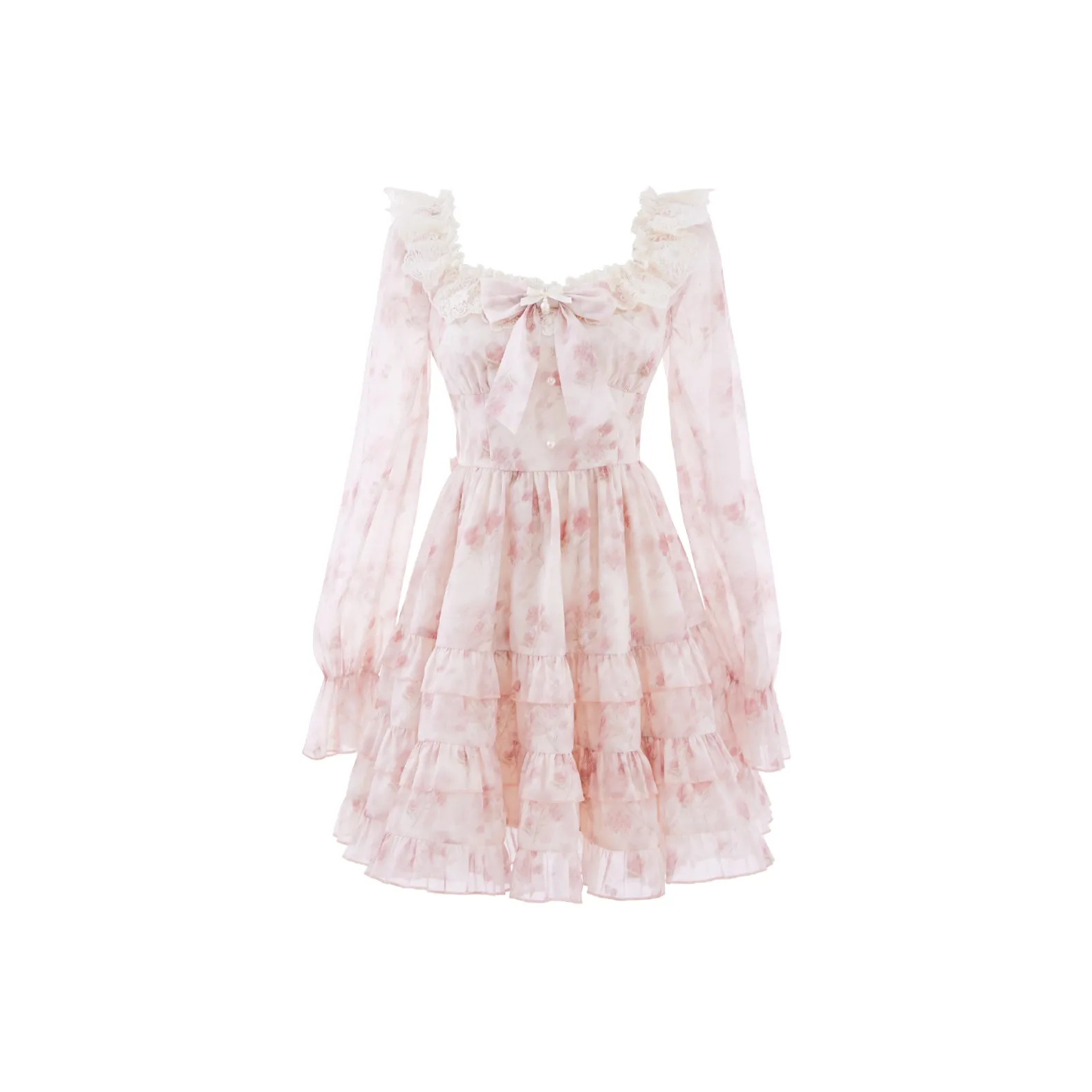 Blovelan Long Sleeved Dress Women's Cherry Blossom Pink