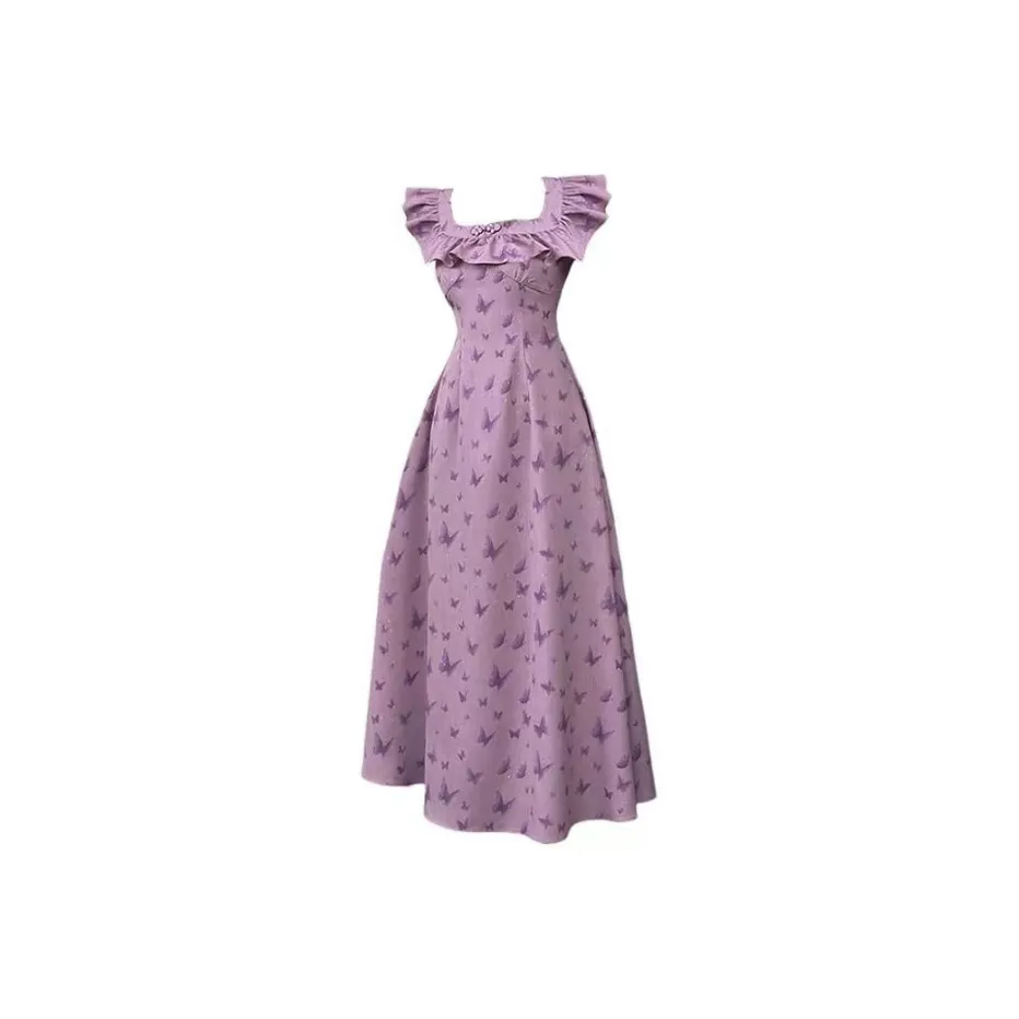 PUREIDOL Короткий рукав Платье Женское Фиолетовое