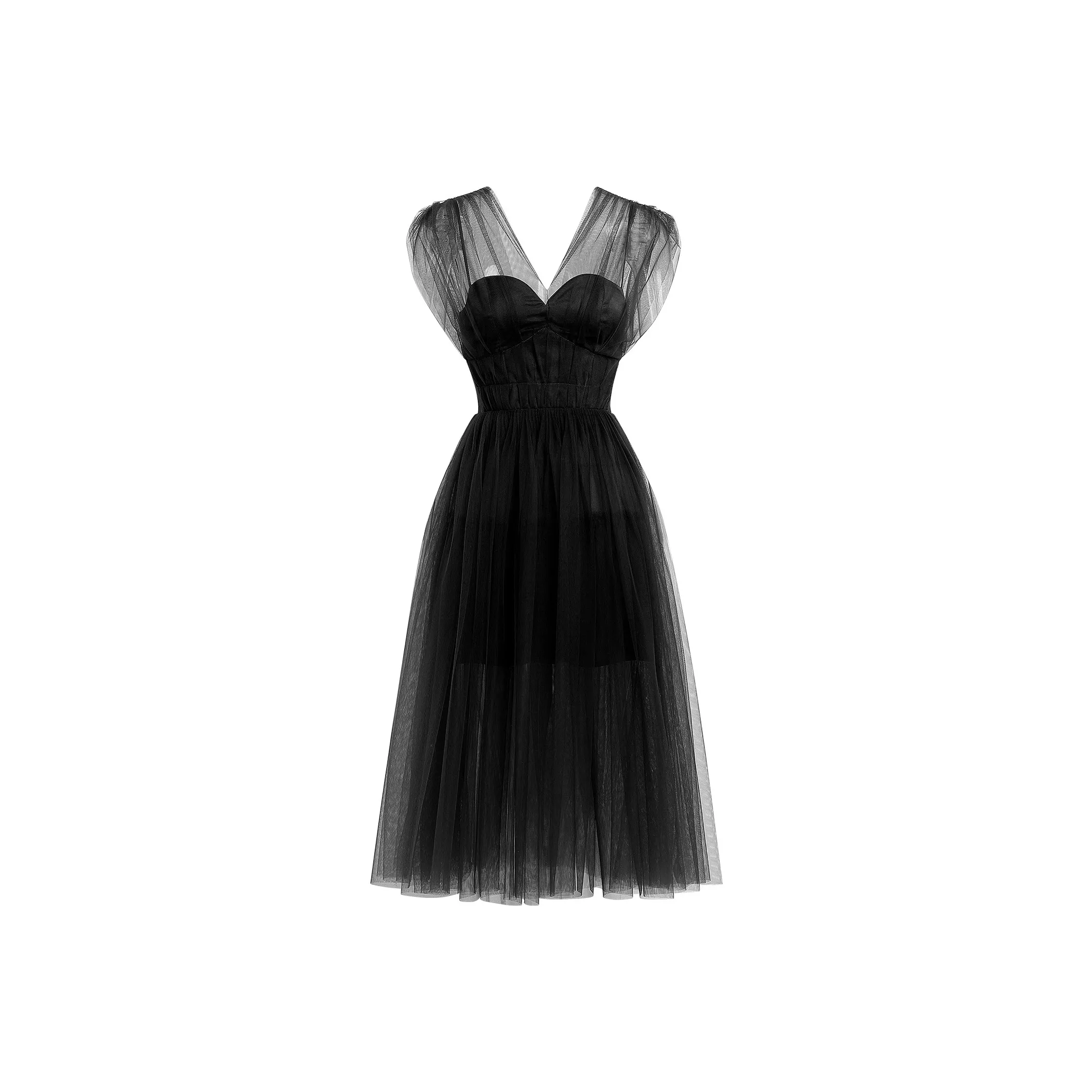 AUI Короткий рукав Платье Женское Черное