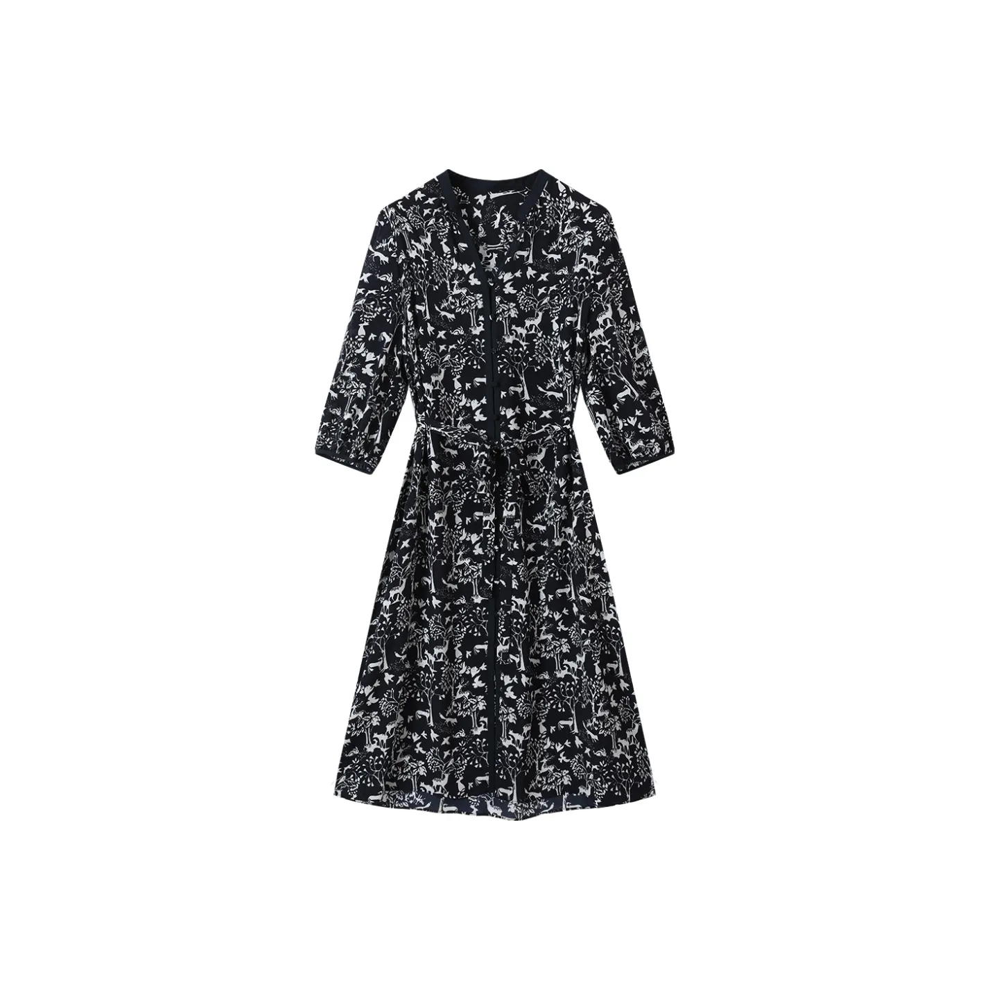 H YXIANG Длинное платье с длинным рукавом женское синий с принтом