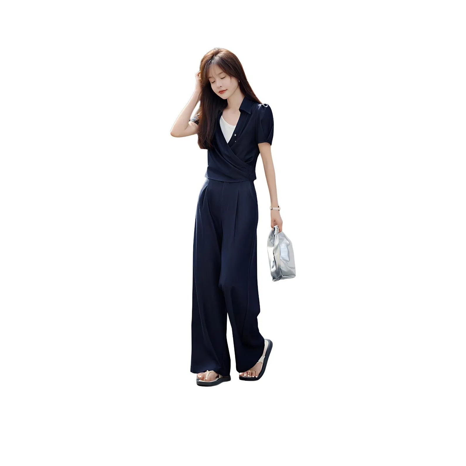 Mo Han Yi Mei Casual Suit Women's Denim Blue