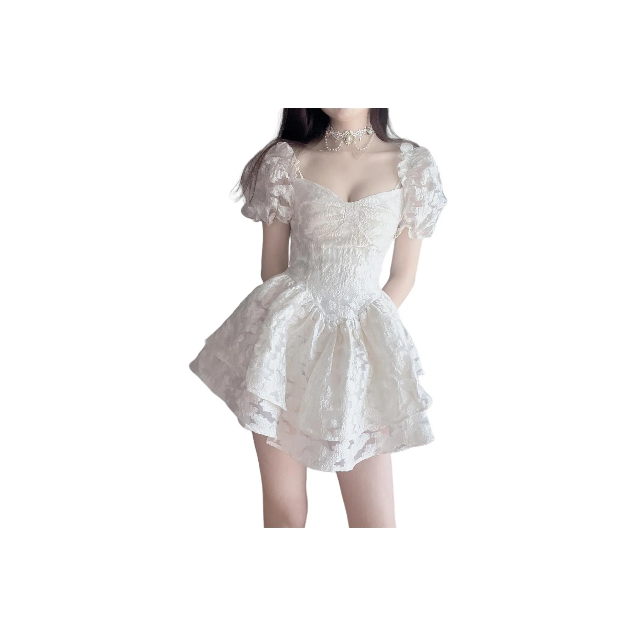 YICHEN Короткий рукав Платье Женское Белое