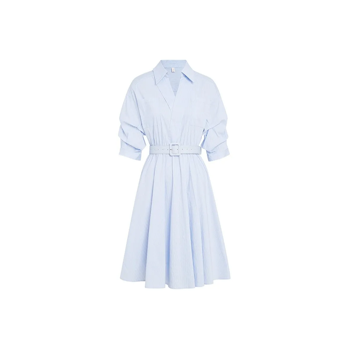 AUI Длинное платье с длинными рукавами женское синее