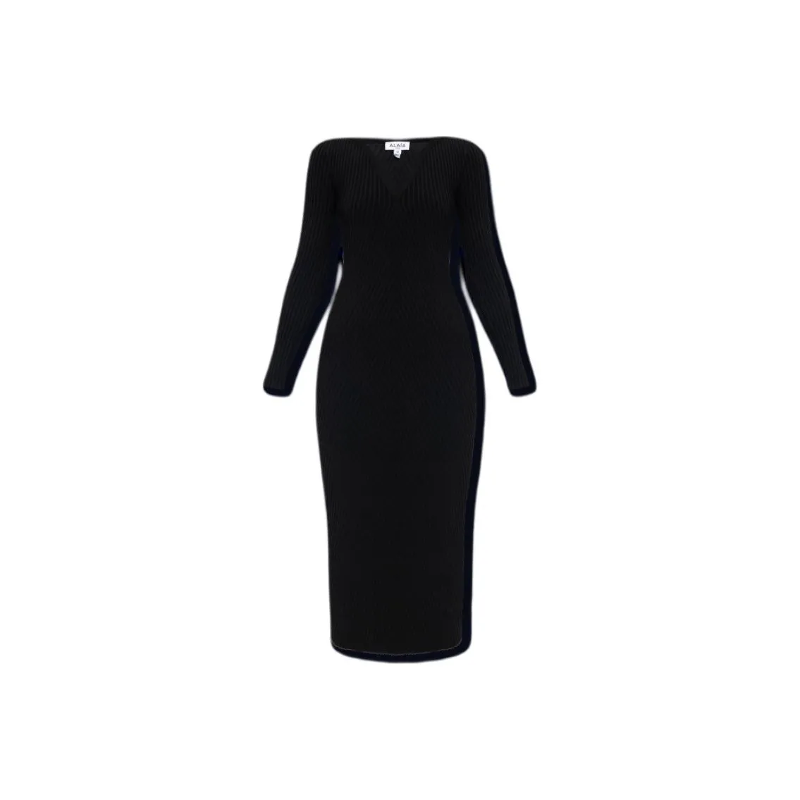 Alaïa V Neck Long Sleeved Ribbed Dress