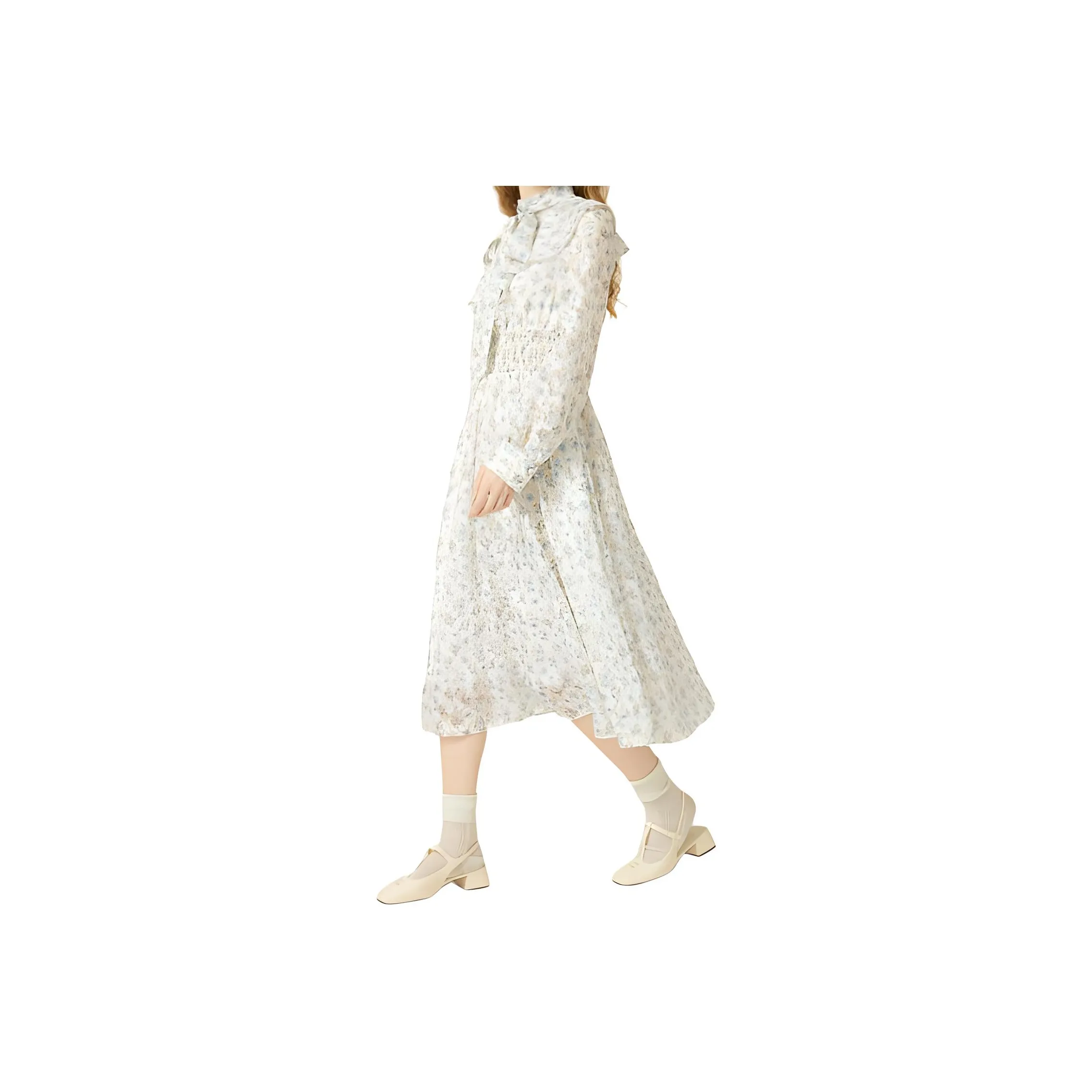 JORYAweekend Длинное платье с длинными рукавами женский цветочный дизайн синий