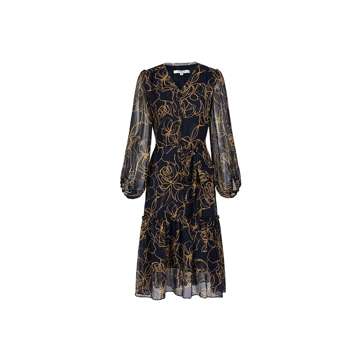 JZ. ANNAKRO Длинное платье с длинными рукавами женское цветочный темно-синий