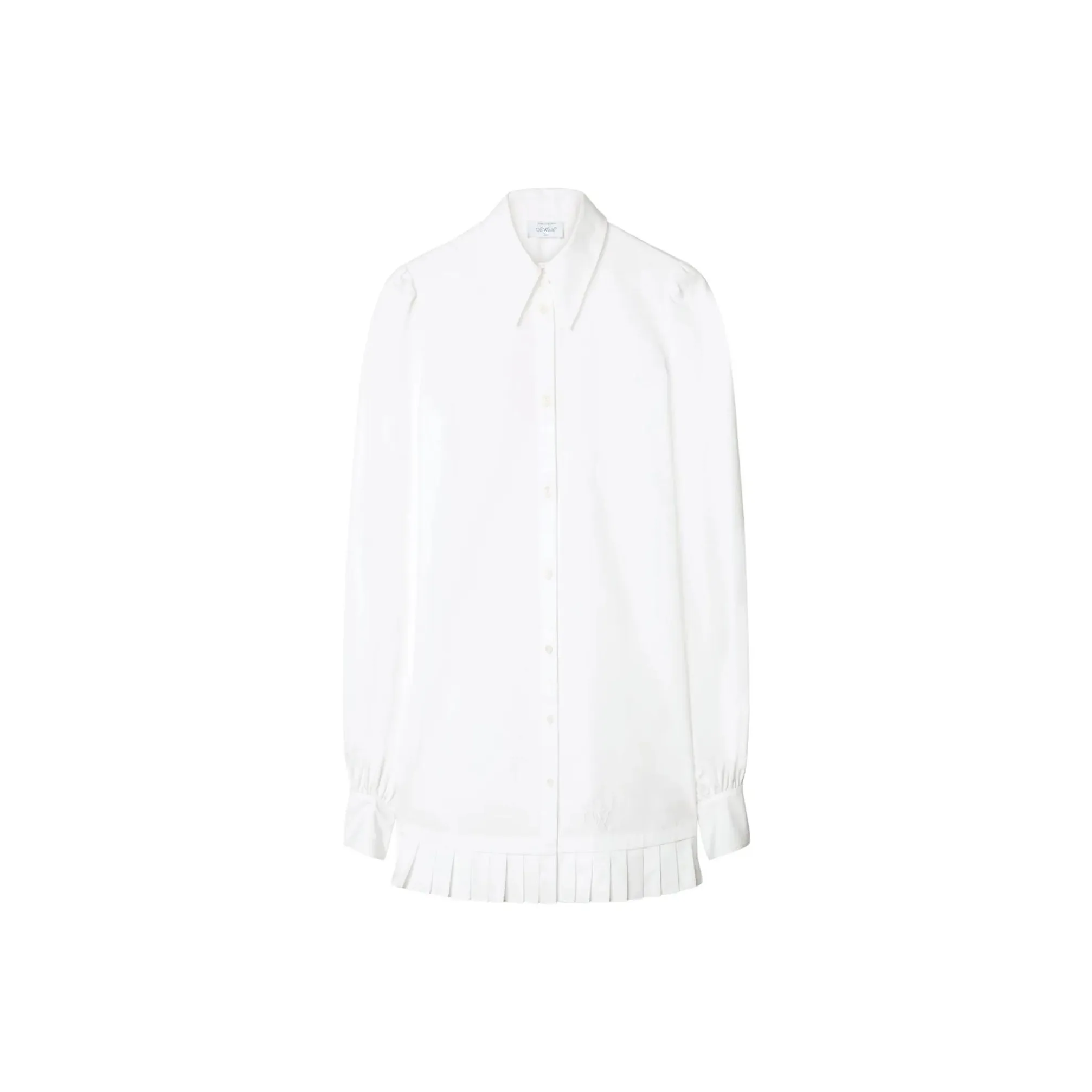 OFF WHITE Logo Embroidered Pleated Shirt Dress
