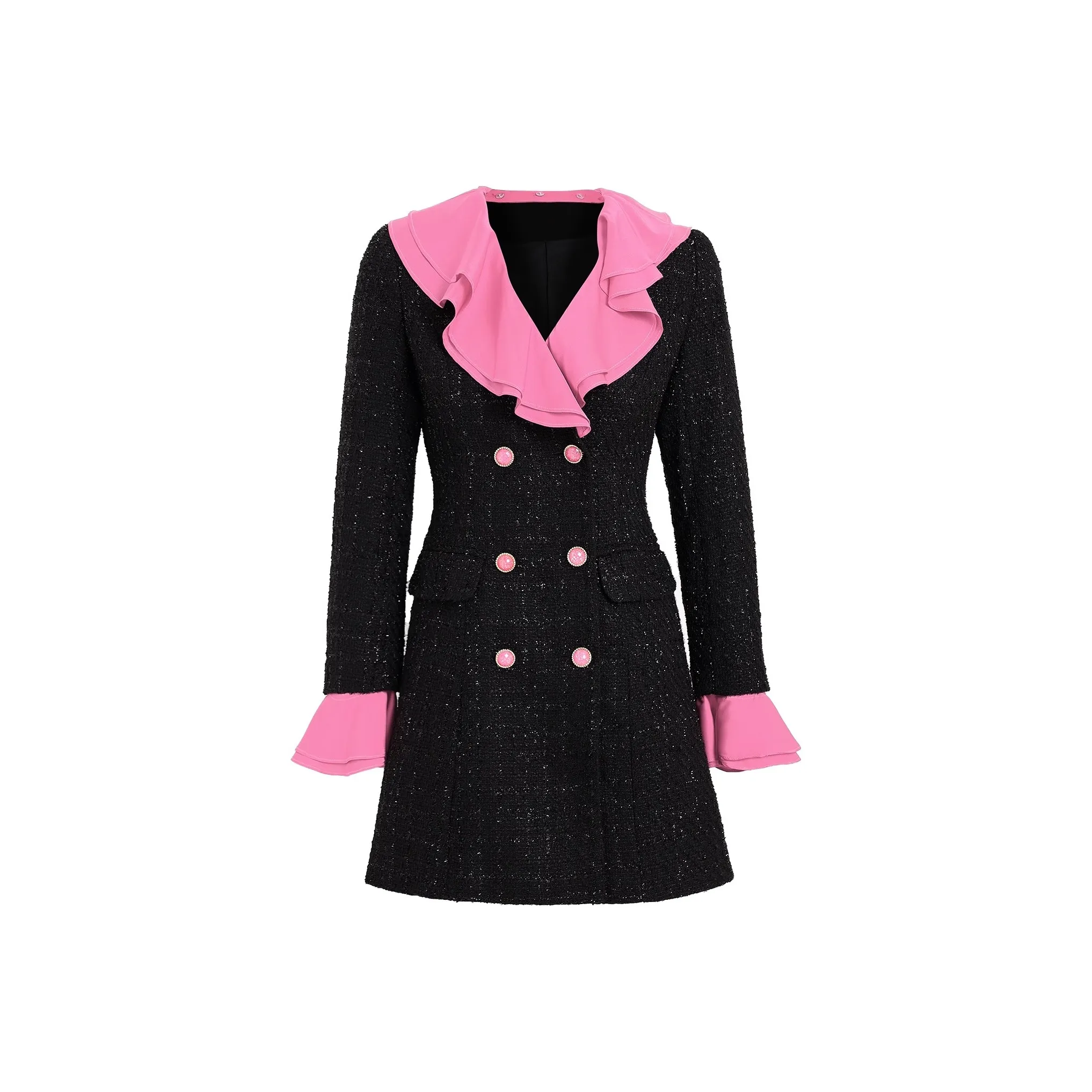 AUI Длинное платье с длинными рукавами женское черное