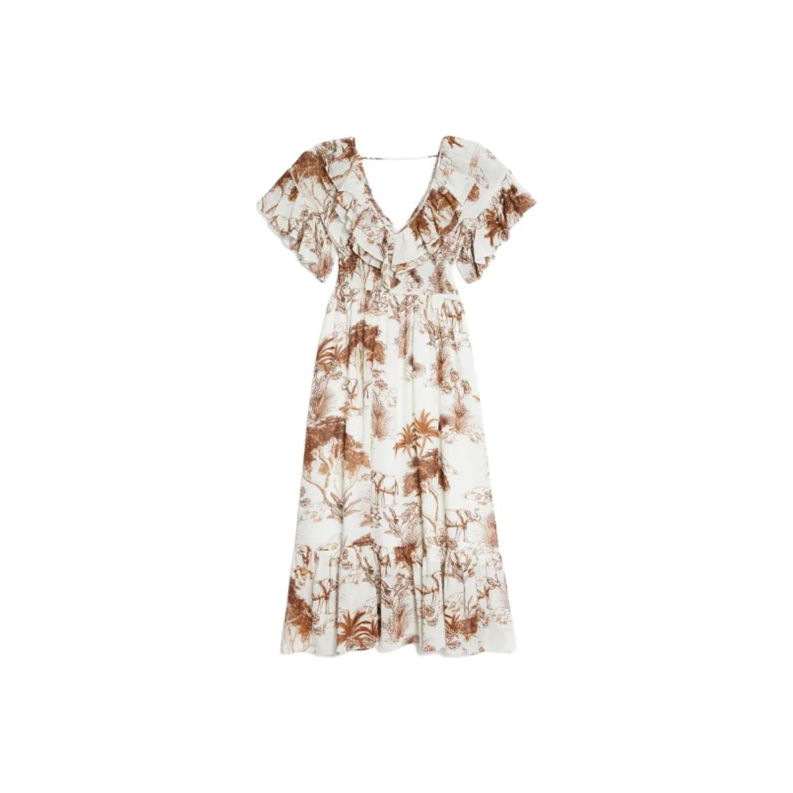 Sandro Короткий рукав Платье Женское Коричневое