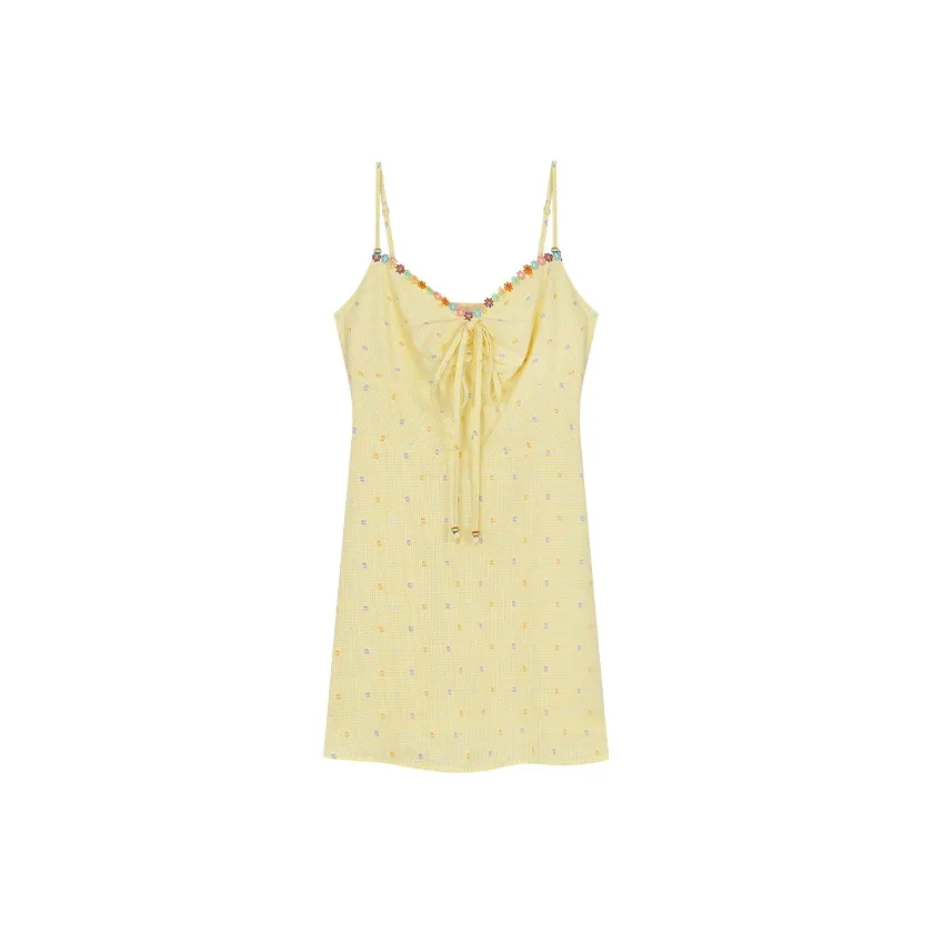 ANNIBUHUO Slip Dress Women's Yellow