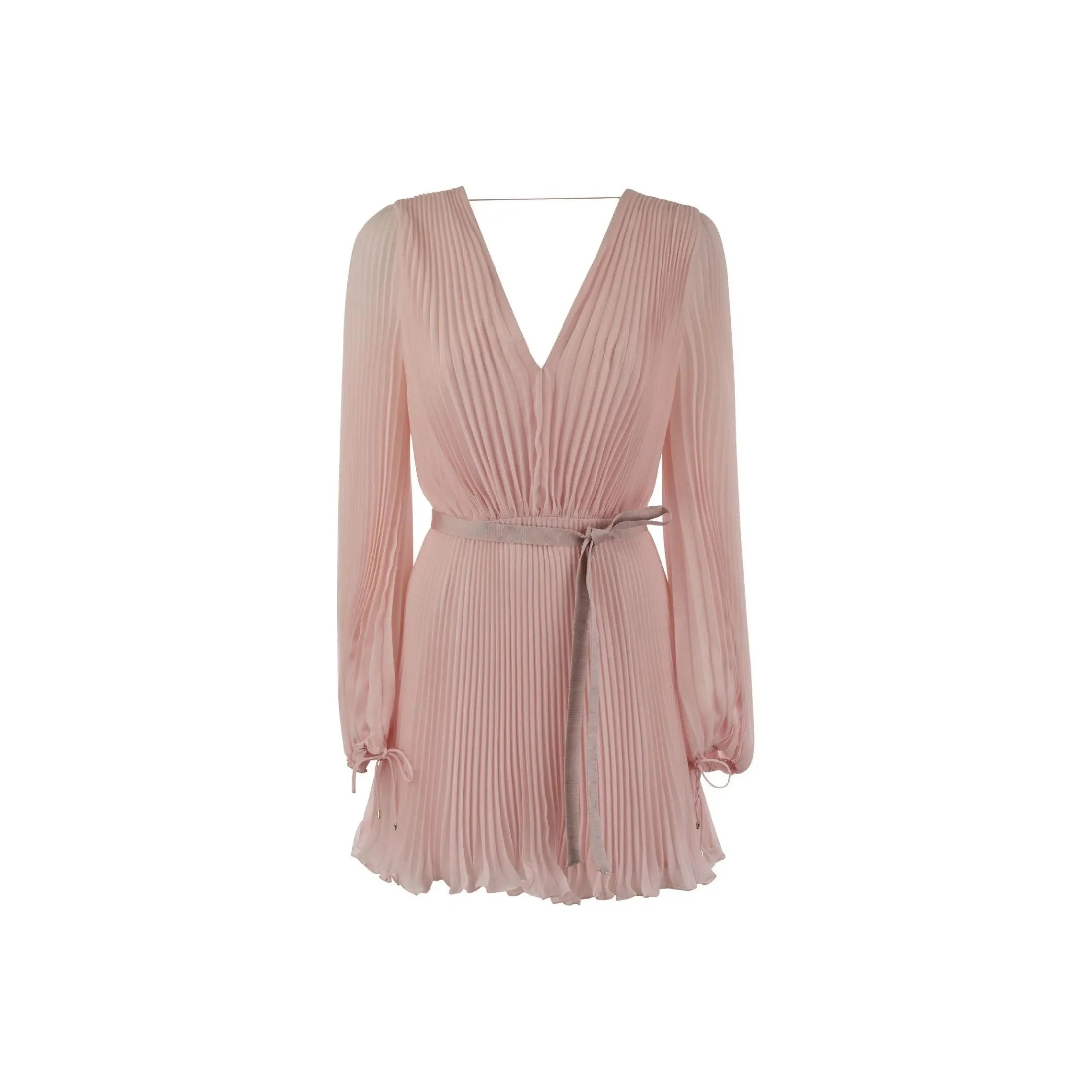 Max Mara Visita V Neck Pleated Mini Dress