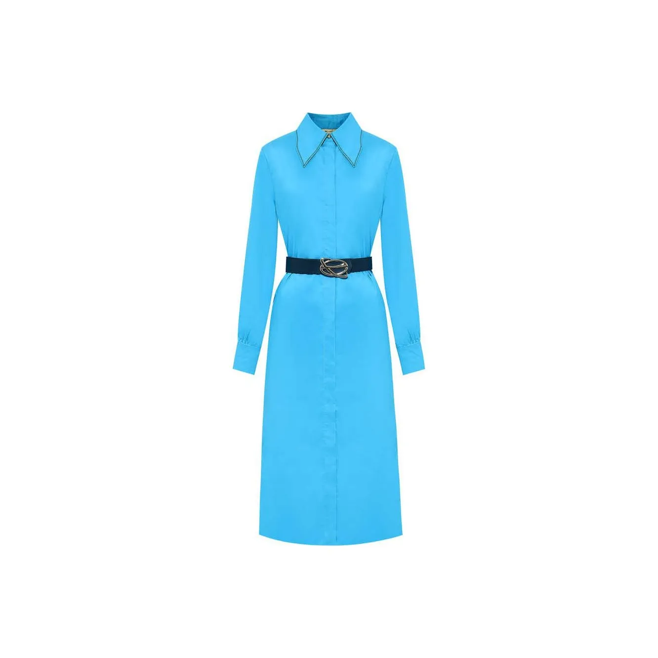 BBLLUUEE Длинное платье с длинными рукавами женское кораллового синего цвета