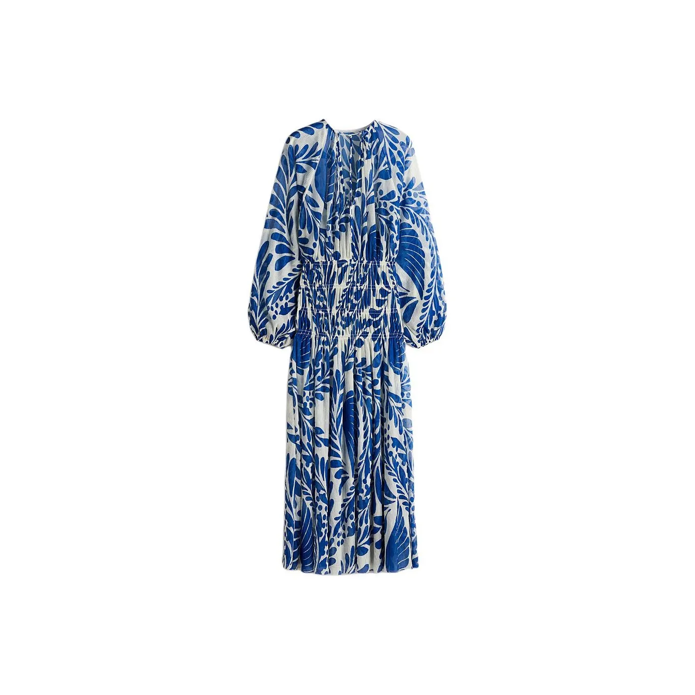 H&M Long Sleeved Dresses Women's White/Blue Pattern