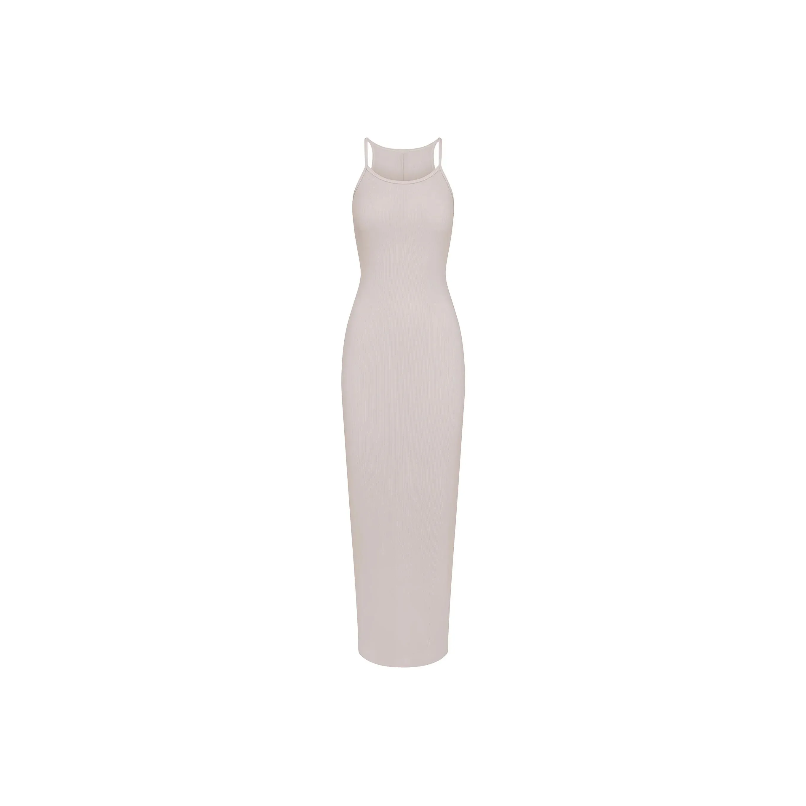 SKIMS SS24 COTTON RIB LONG CAMI DRESS Slip Dresses Women's STONE/Stone Color