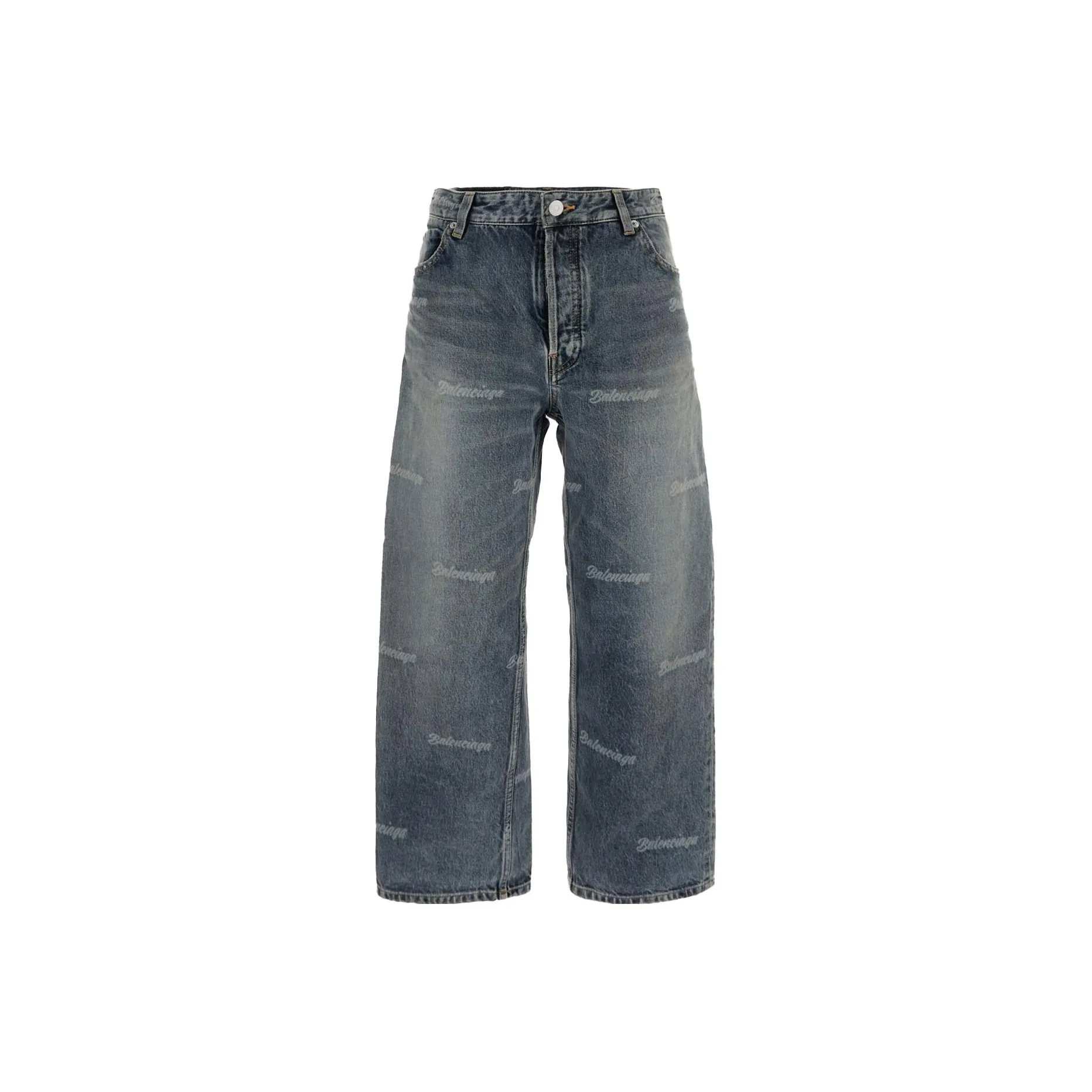Balenciaga Logo Printed Low Rise Denim Jeans
