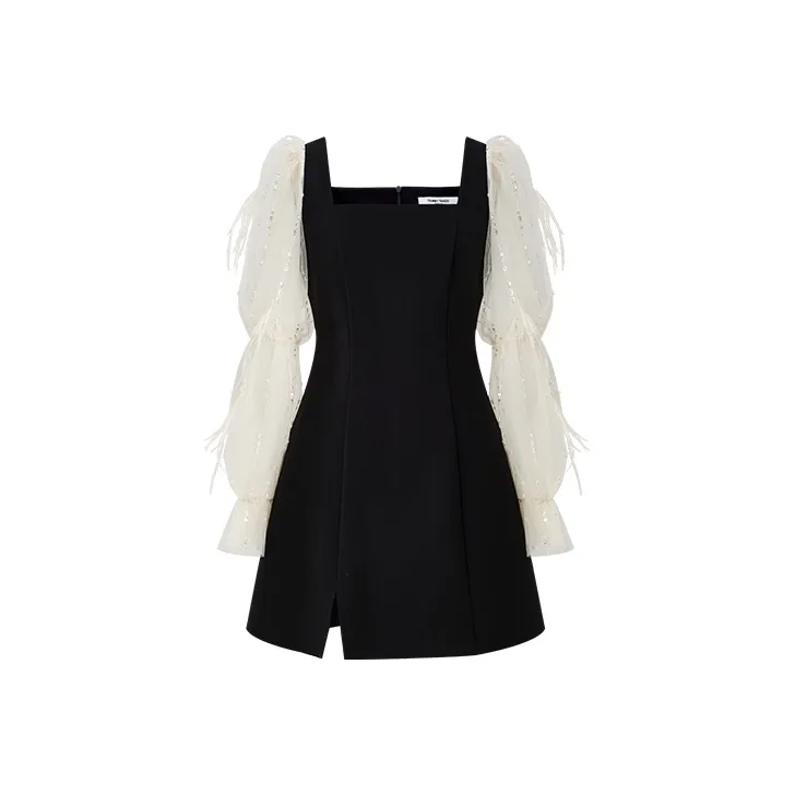 TAMMY TANGS Длинное платье с длинными рукавами женское абрикосовый черный многоцветный