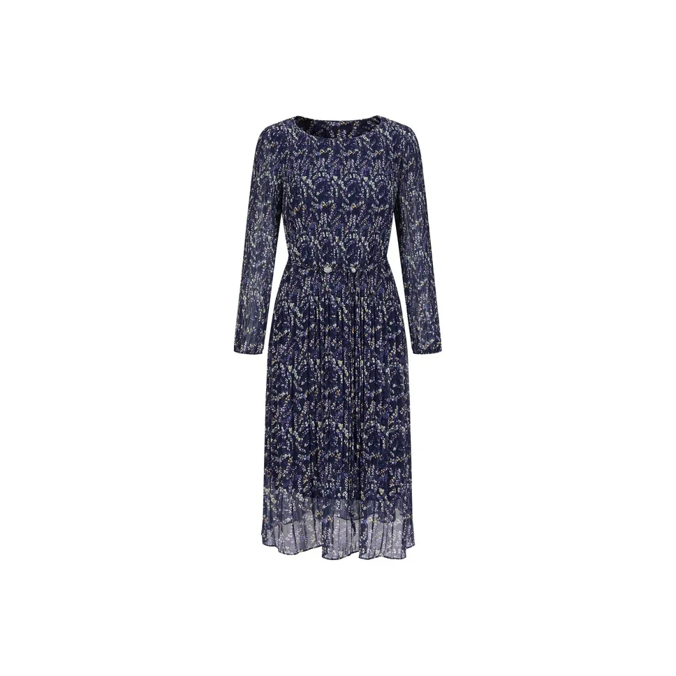 JZ. ANNAKRO Длинное платье с длинными рукавами женское темно-фиолетовый цветочный дизайн