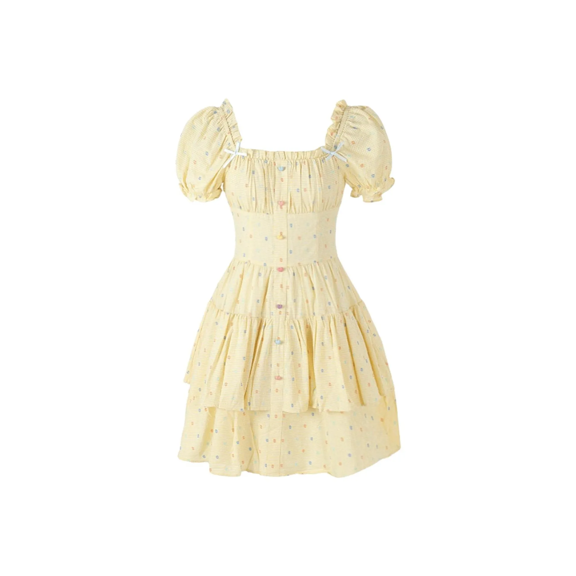 OSQ Короткий рукав Платье Женское Лимон