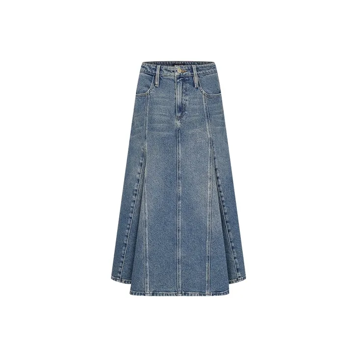 URBAN REVIVO Деним Длинная Юбка Женская Синяя