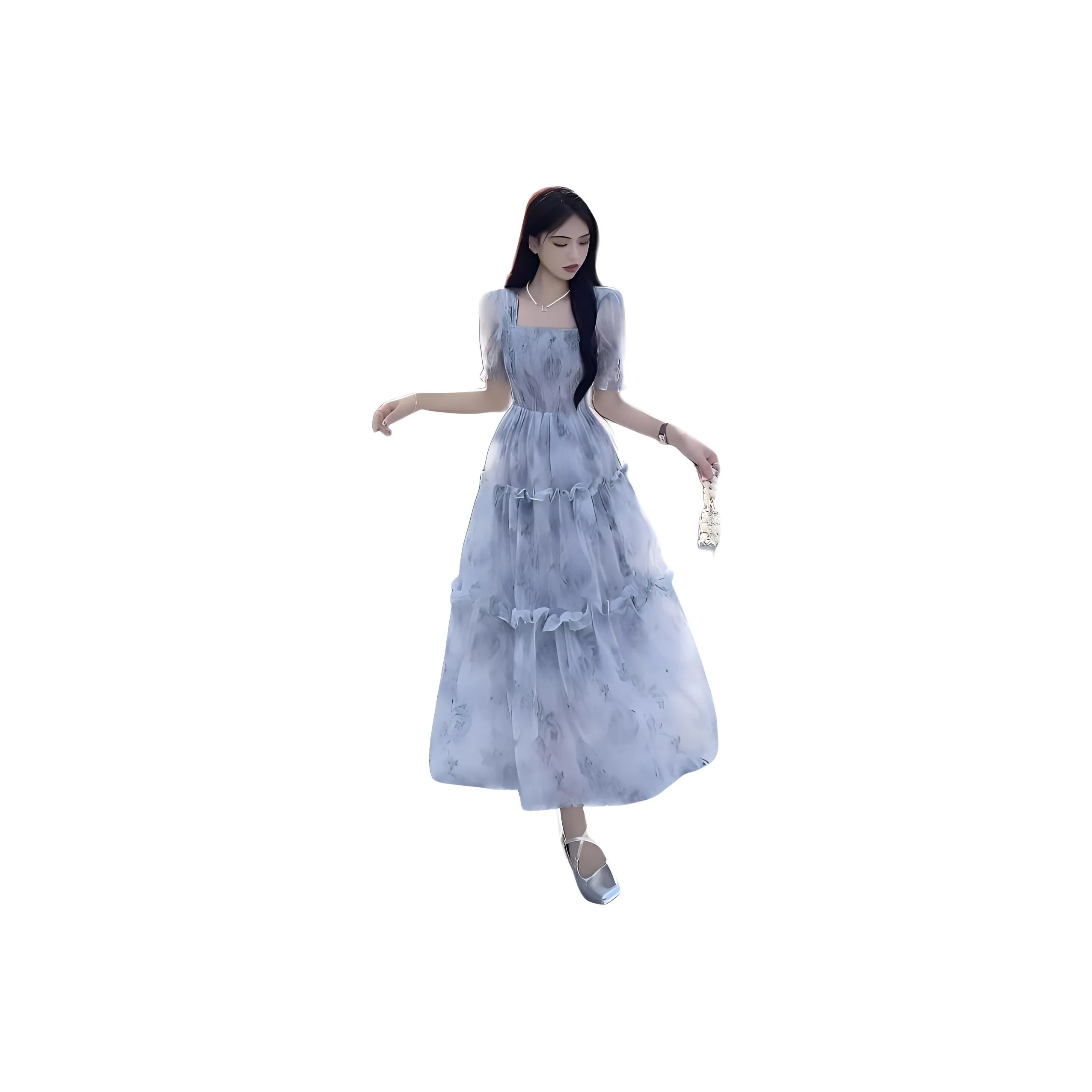 Flowers In Water Короткий рукав Платье Женское Цвет на изображении