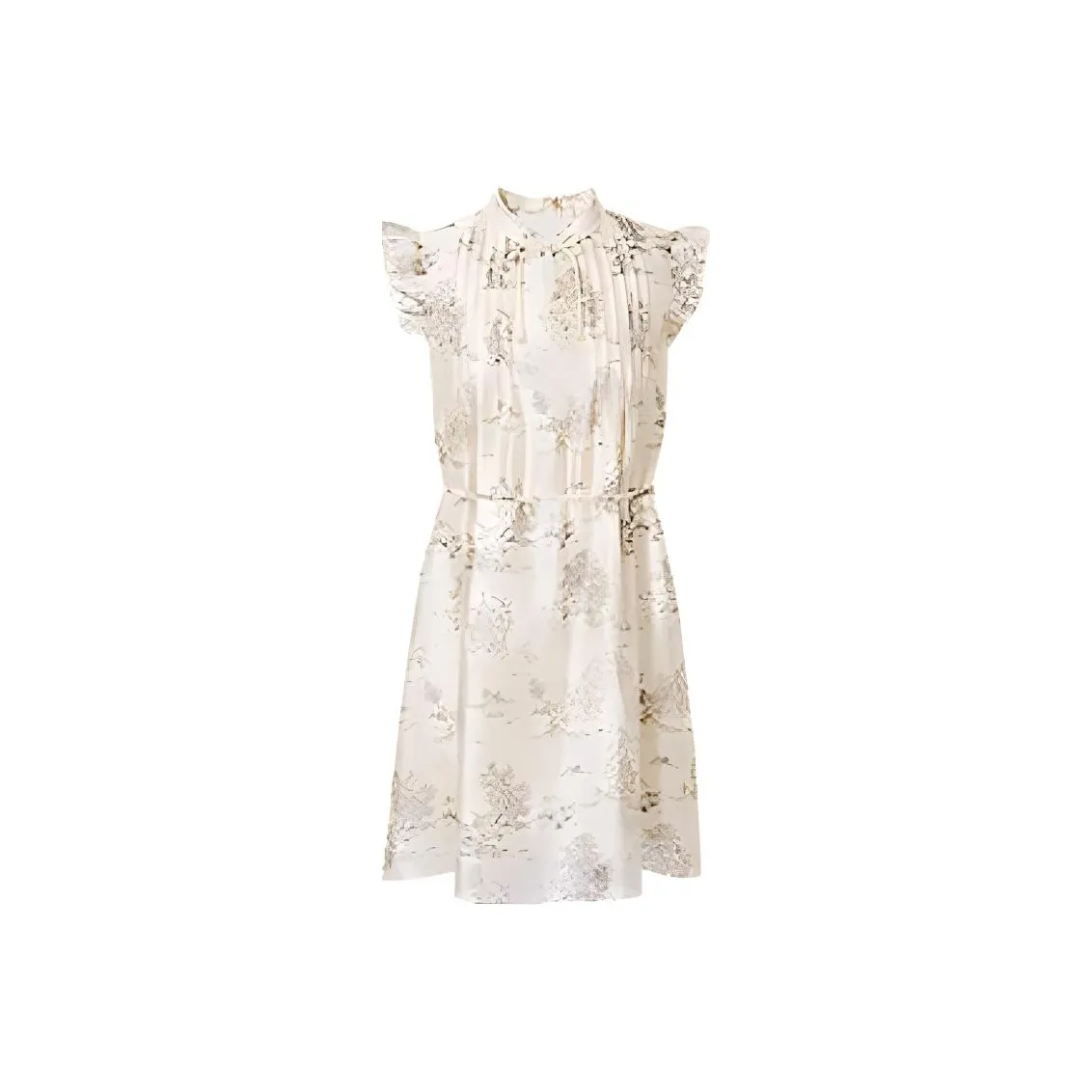 Hopeshow Короткий рукав платье женское бежевый с цветами