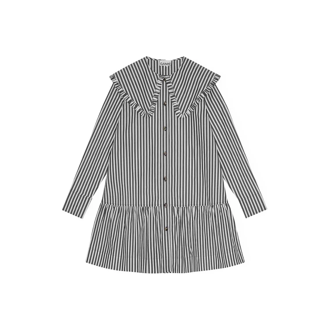 GANNI Striped Cotton Shirt Dress
