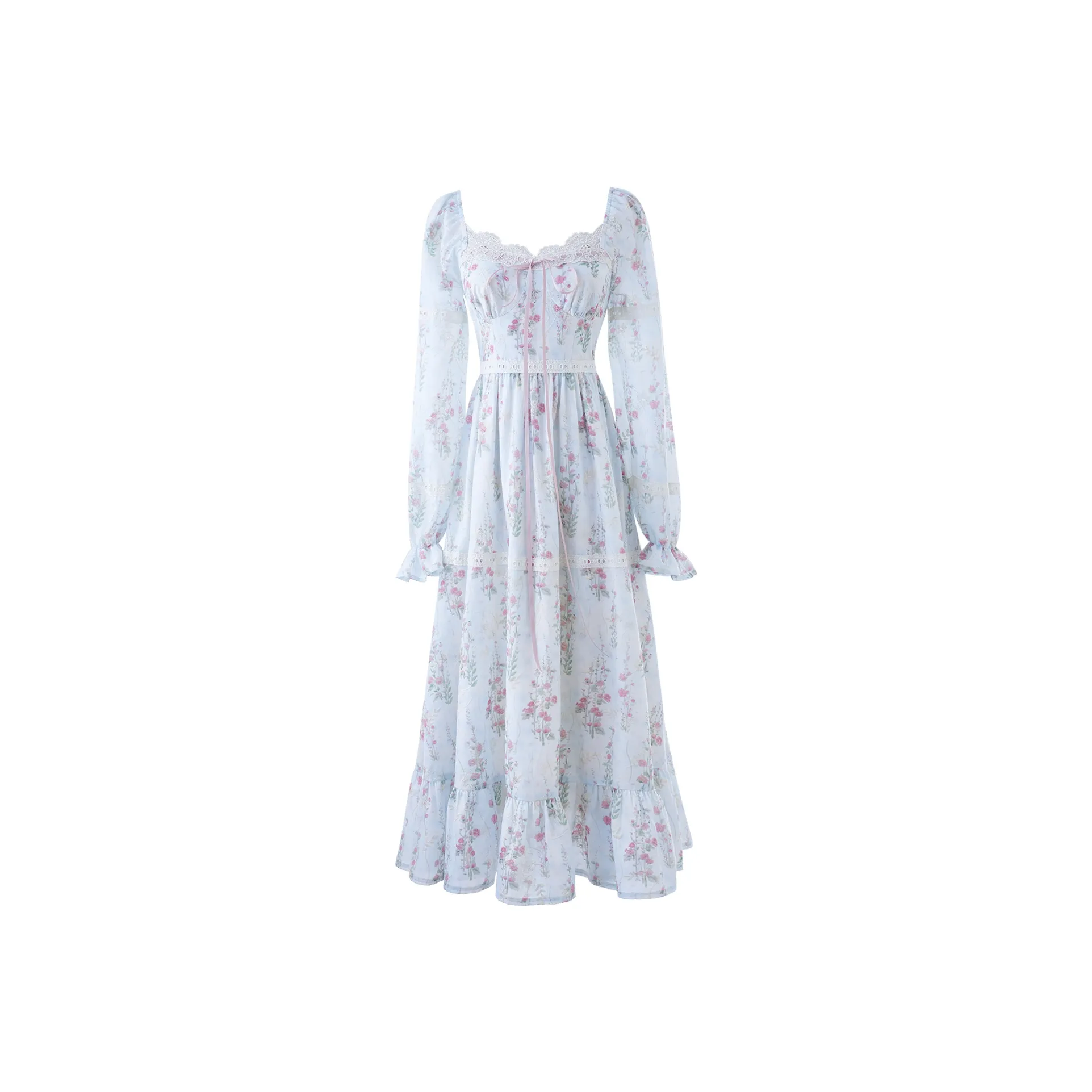 Blovelan Long Sleeved Dresses Women's Aqua Blue