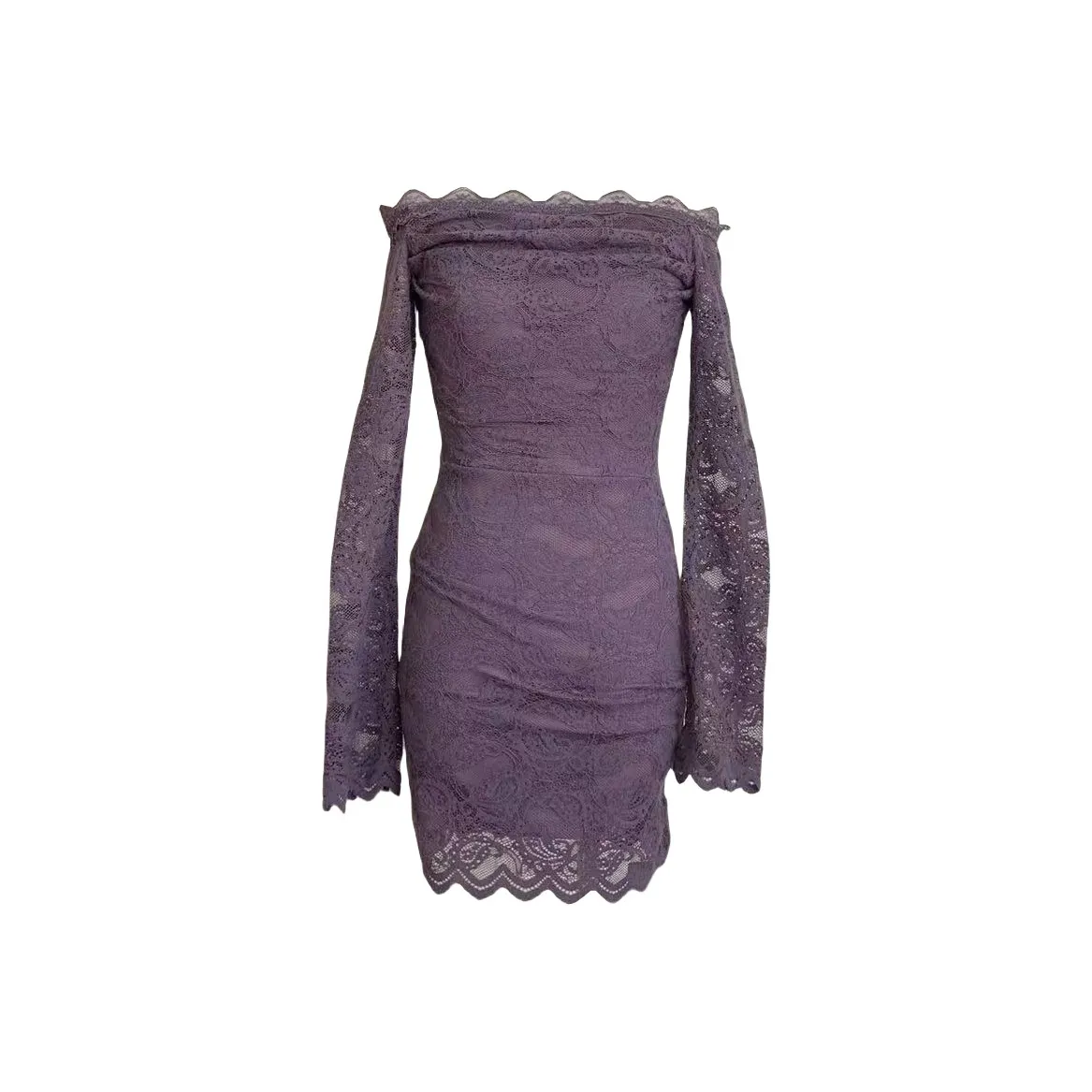 TUSHIFEI Длинное платье с длинными рукавами женское фиолетовое