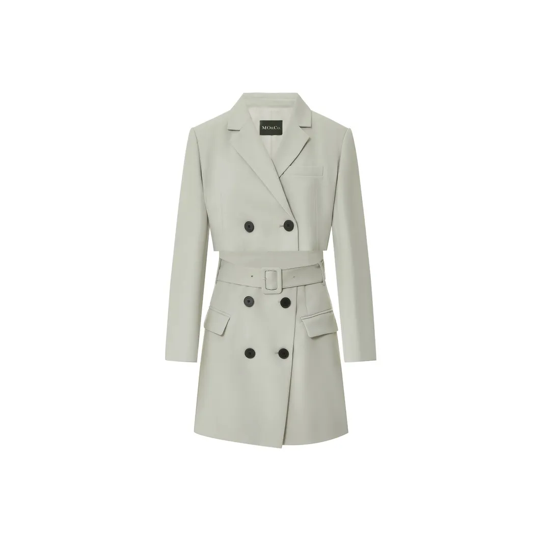 MO&CO Льняной зеленый Женские Длинные Платья с рукавами