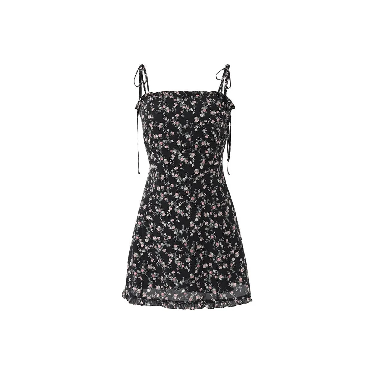 NOT YOUR ROSE SS24 С оборками Мини Платье Slip Платье Женское Черное