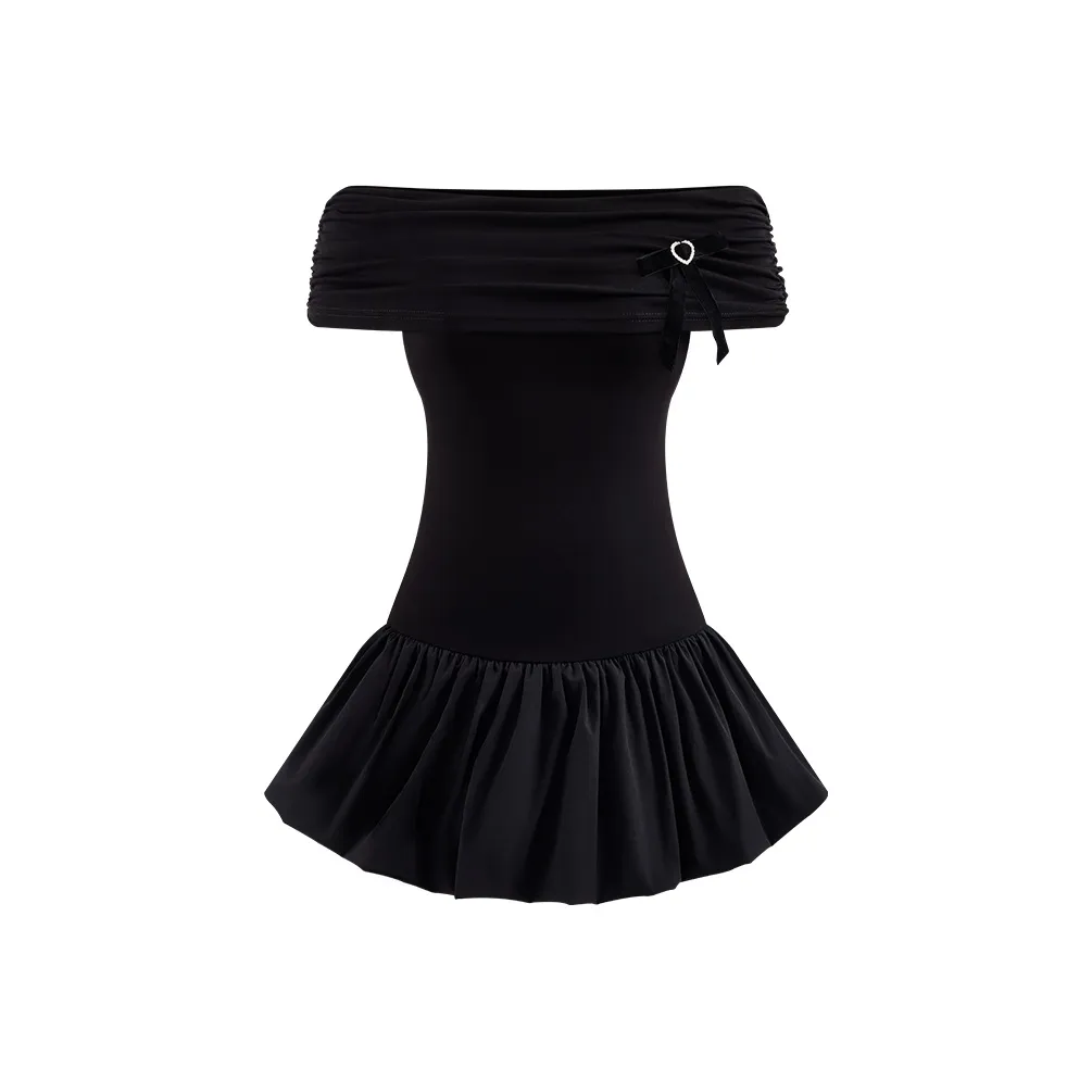 A21 Короткий рукав Платье Женское Черное