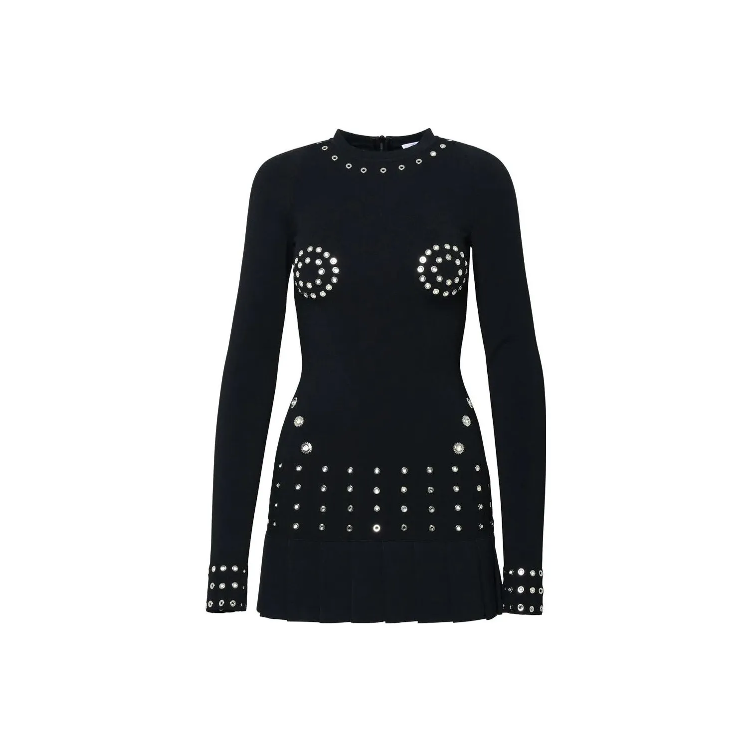 OFF WHITE Eyelet embellished Pleated Minidress