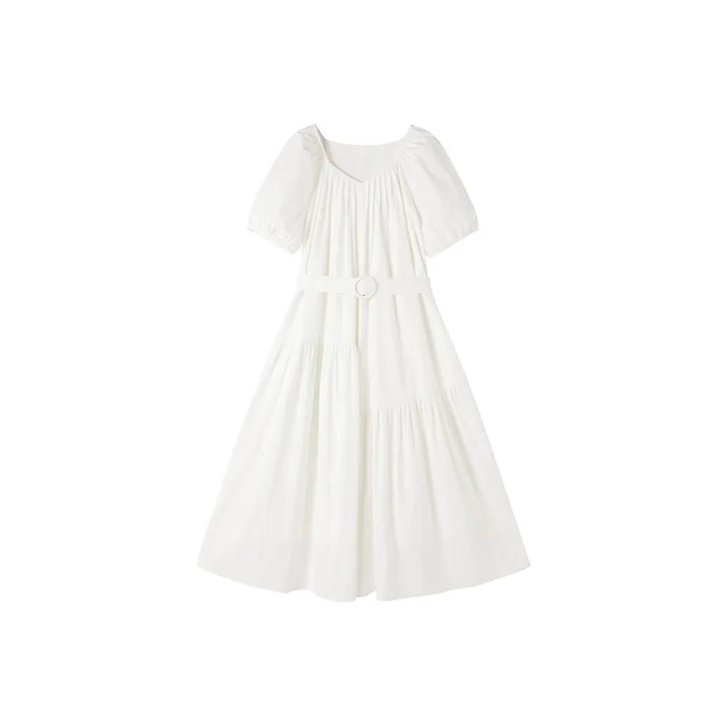 XIANGYING Короткое платье с короткими рукавами женское белое