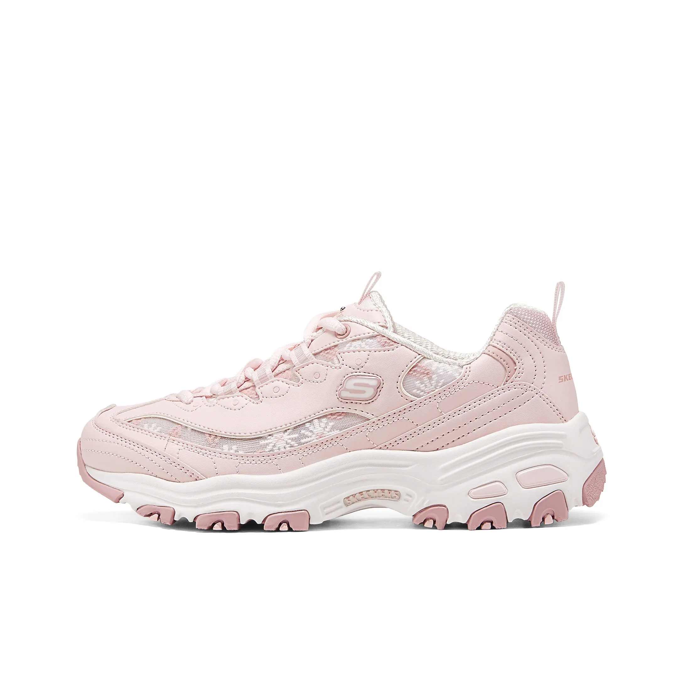 Skechers D'LITES 1,0 Высота Увеличивающие Низкие Кроссовки с Низким Верхом и Толстой Подошвой Женские Светло-Розовые