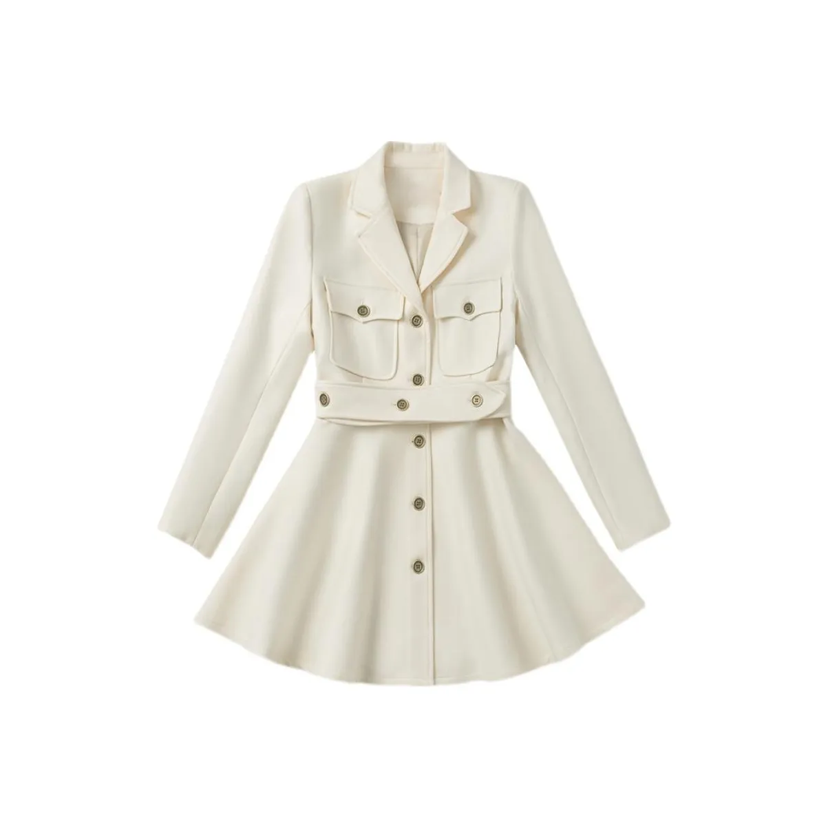 DEAR DEER PUFF Long Sleeved Dresses Women's White