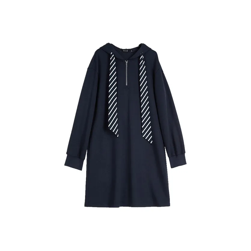 ELLE Длинное платье с длинными рукавами женское темно-синий