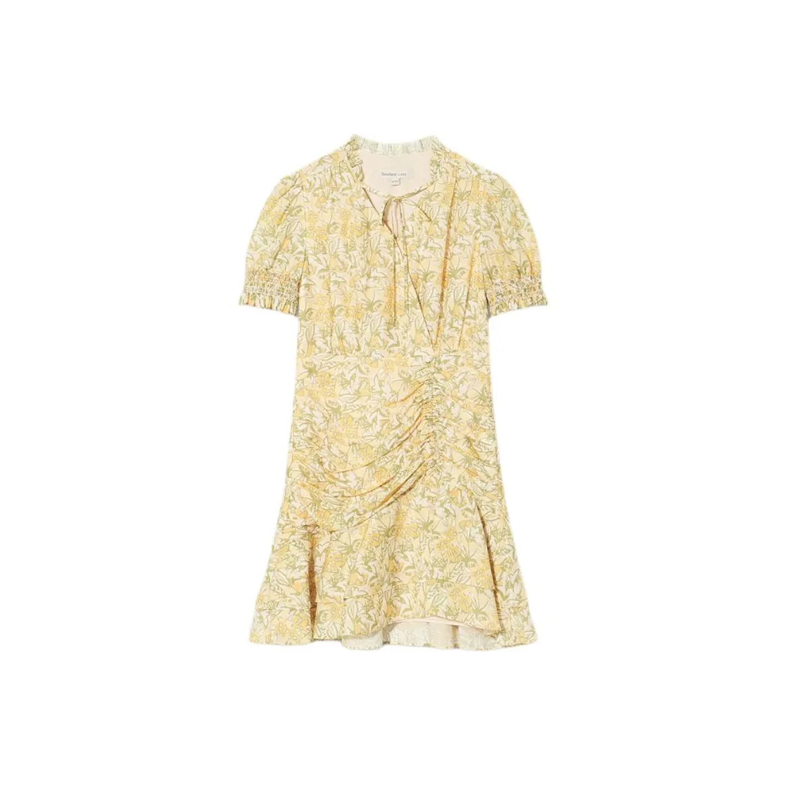 Goodland Ss2024 Короткое Платье с Короткими Рукавами Женское Светло-Желтое