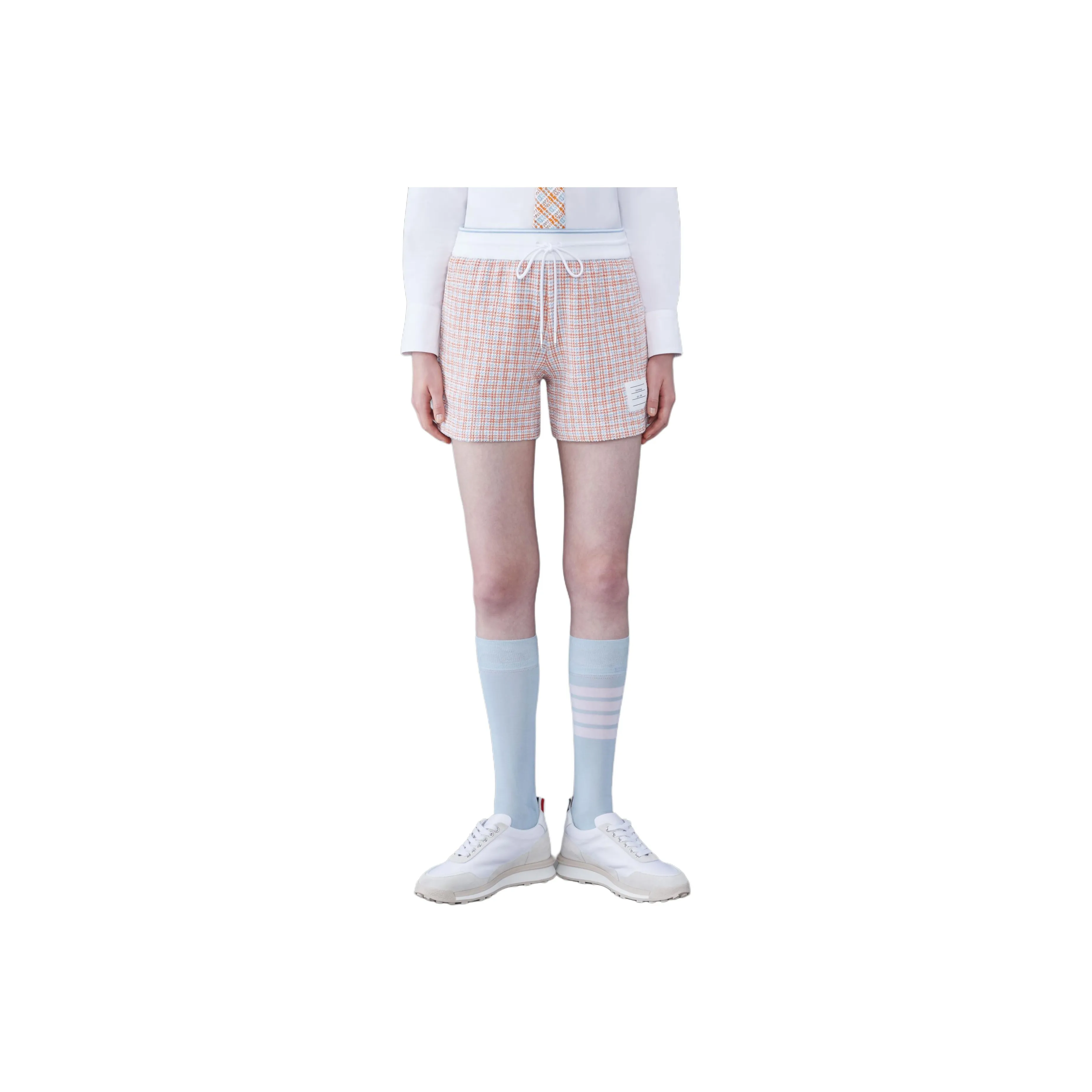 THOM BROWNE Checked Tweed Drawstring Shorts