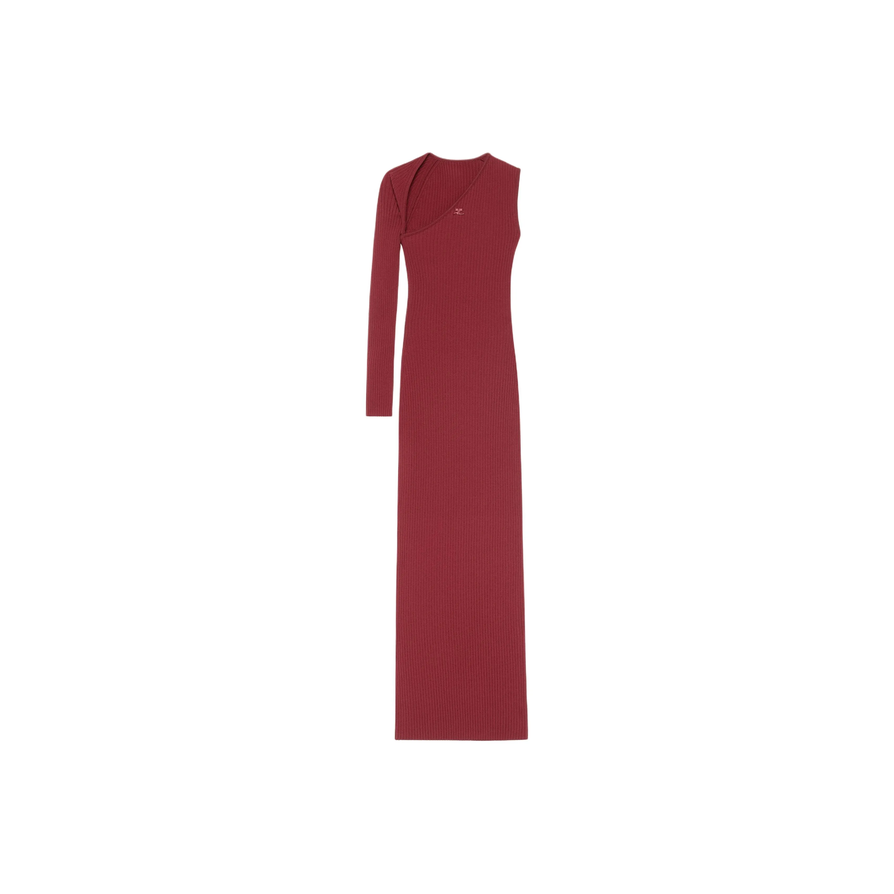 COURREGES Slash One Shoulder Ribbed Maxi Dress